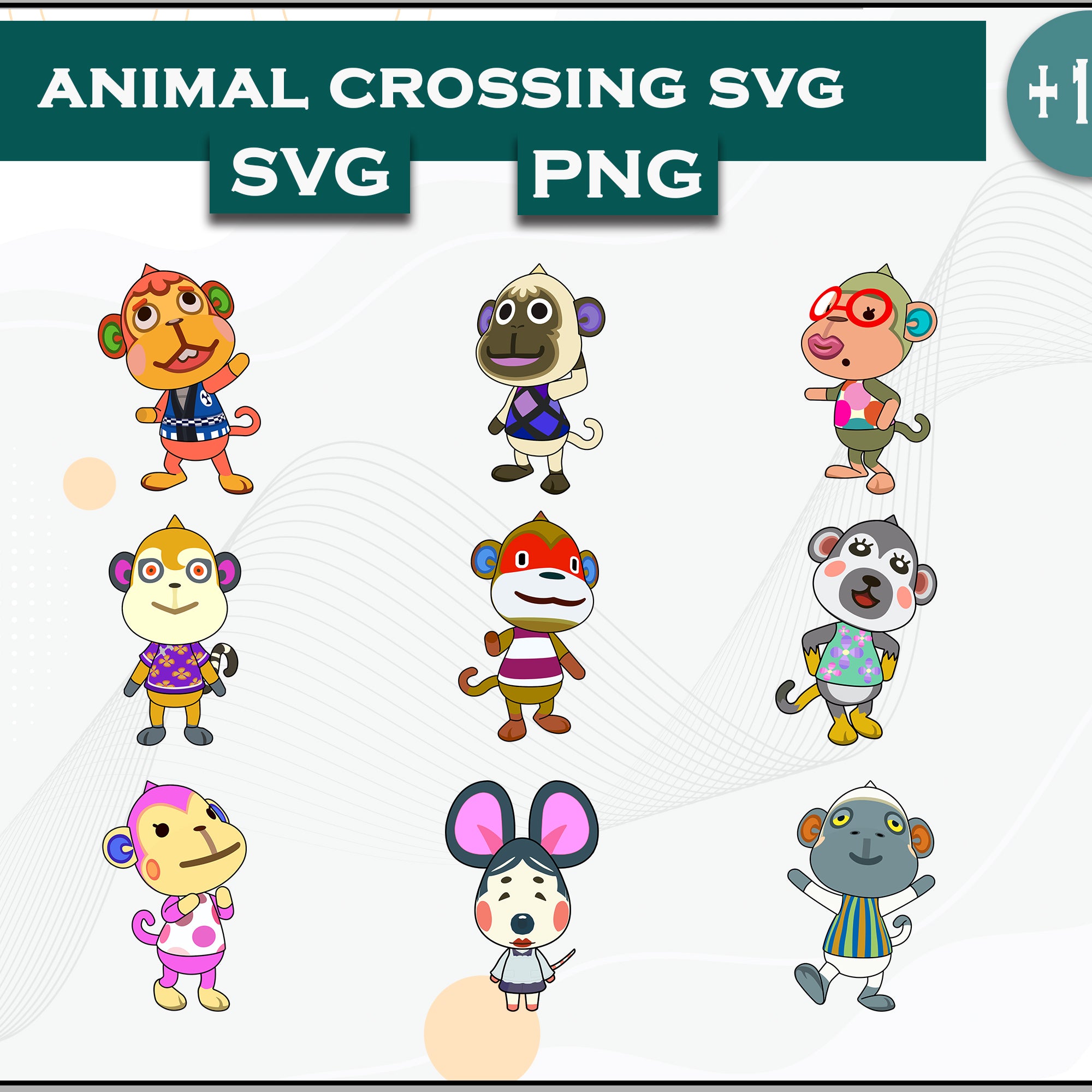 18+ Monkey Svg Bundle, Animal Crossing Svg Bundle, Animal Crossing Svg, Cartoon svg, png digital file