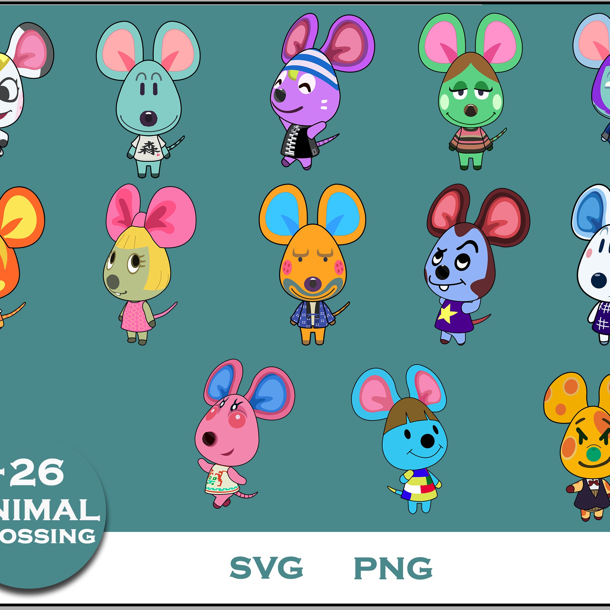 26+ Mouse Svg Bundle, Animal Crossing Svg Bundle, Animal Crossing Svg, Cartoon svg, png digital file