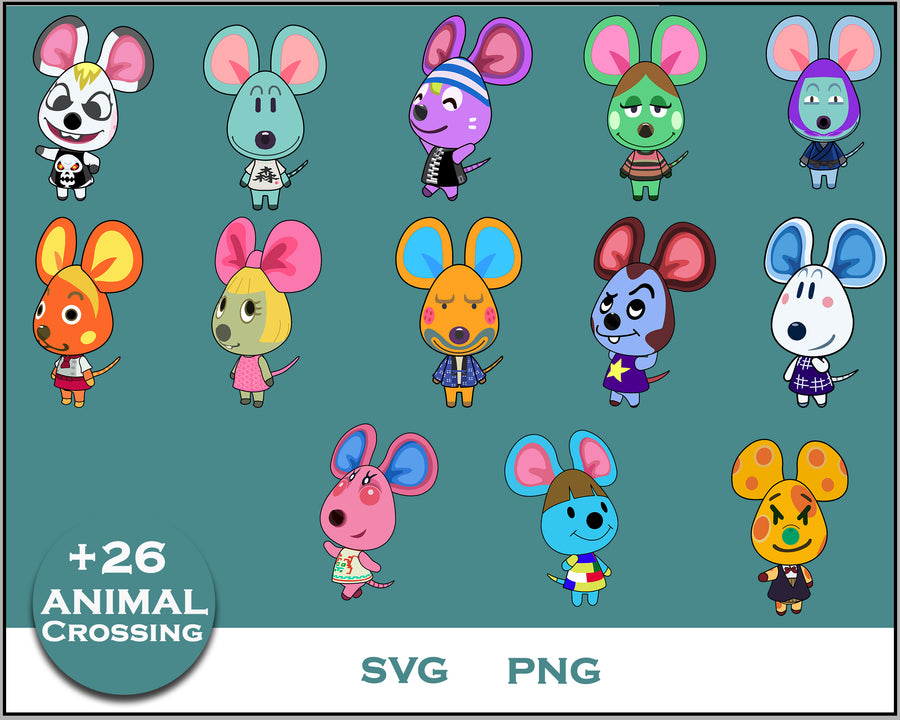 26+ Mouse Svg Bundle, Animal Crossing Svg Bundle, Animal Crossing Svg, Cartoon svg, png digital file