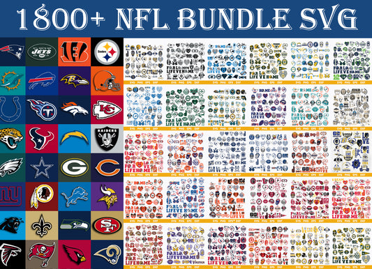 Mega NFL Bundle Svg, Nfl Logo Svg, Nfl Team Svg, Sport Svg, All Nfl Teams