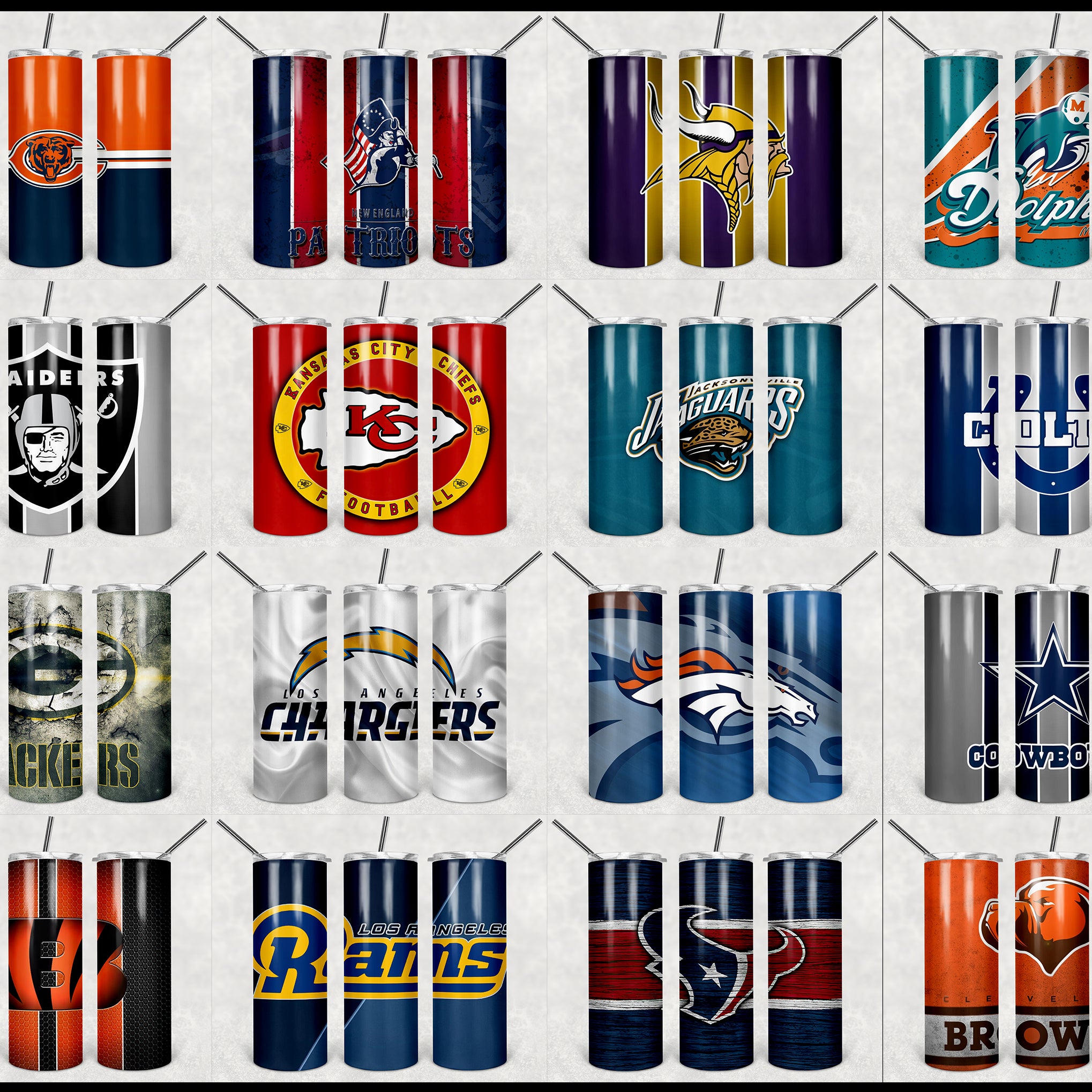 32 Football Tumbler 20oz Design, Football team tumbler design template, NFL Sublimate tumbler 20oz Design