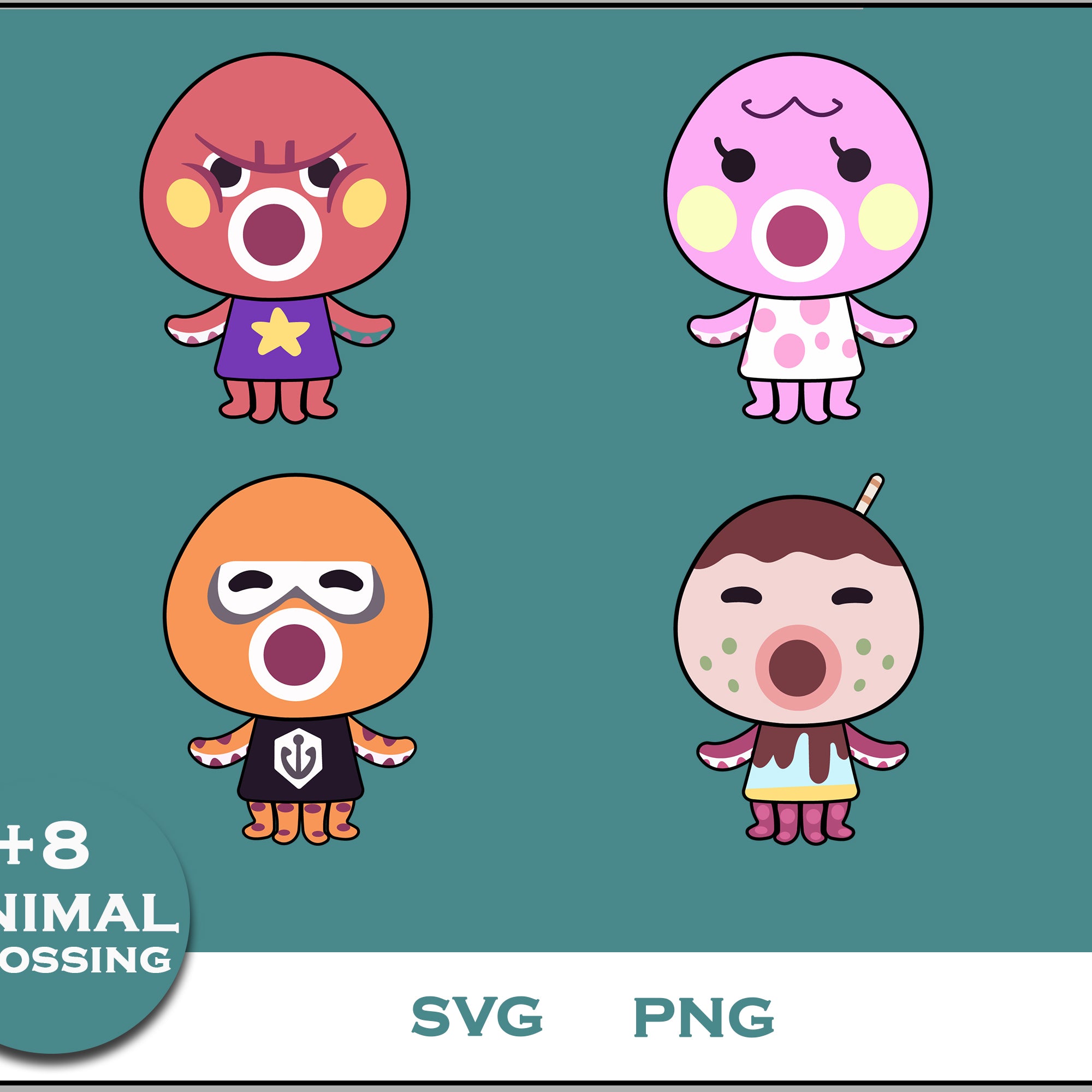 8+ Octopus Svg Bundle, Animal Crossing Svg Bundle, Animal Crossing Svg, Cartoon svg, png digital file