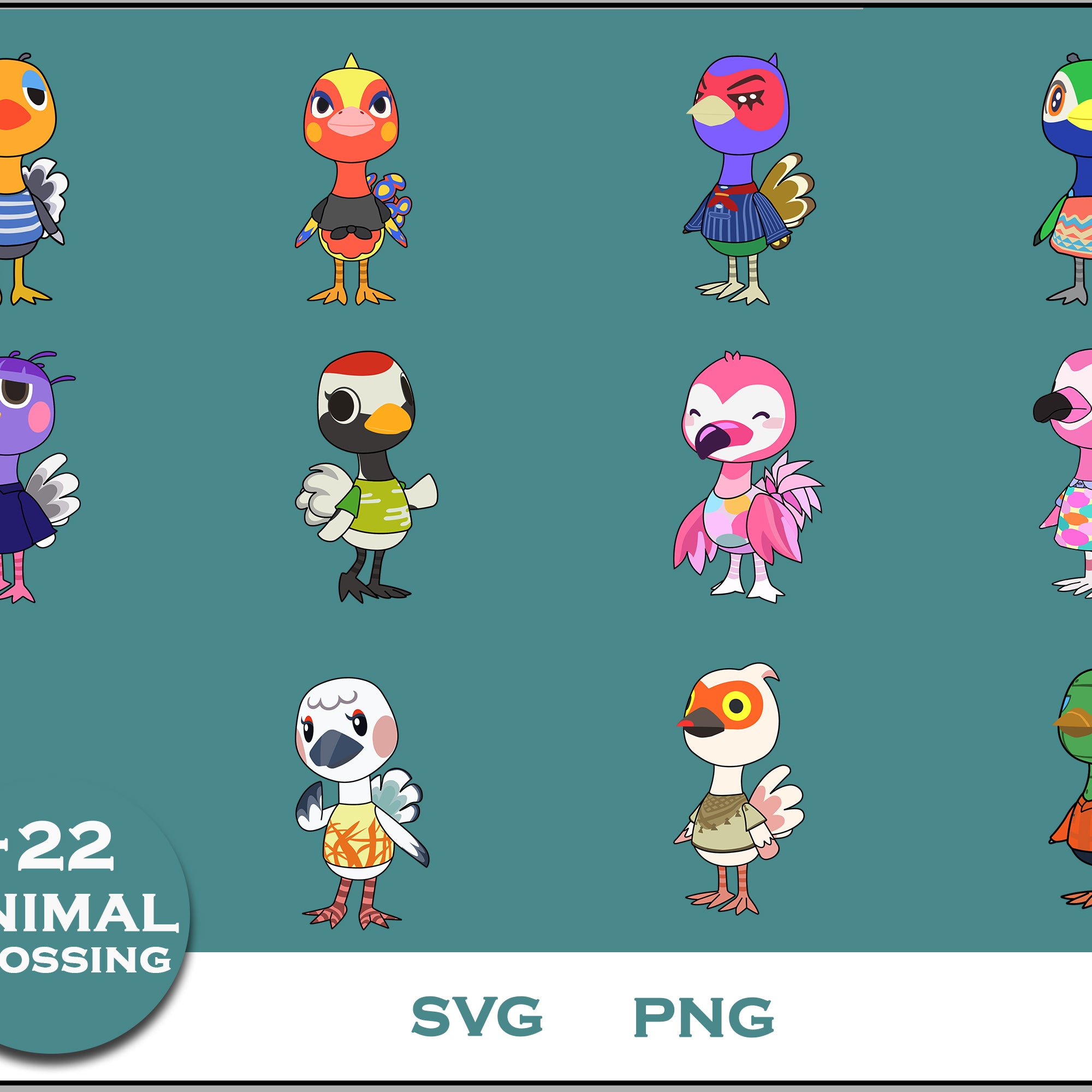 22+ Ostrichs Svg Bundle, Animal Crossing Svg Bundle, Animal Crossing Svg, Cartoon svg, png digital file