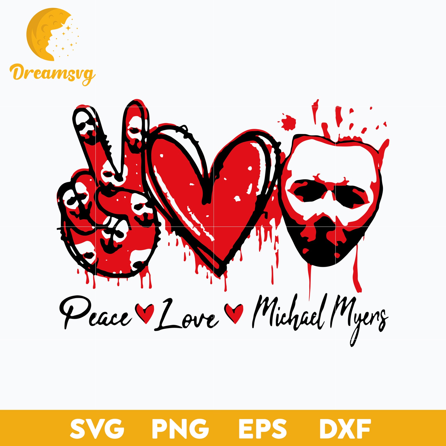 Peace love michael myers horror character halloween svg, Halloween svg, png, dxf, eps digital file.