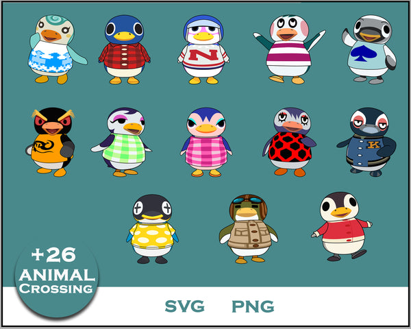 +26 Penguin Svg Bundle, Animal Crossing Svg Bundle, Animal Crossing Svg, Cartoon svg, png digital file