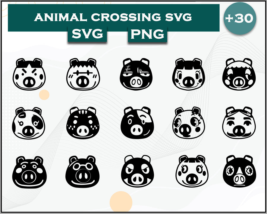 30+ Pigs Svg Bundle, Animal Crossing Svg Bundle, Animal Crossing Svg, Cartoon svg, png digital file