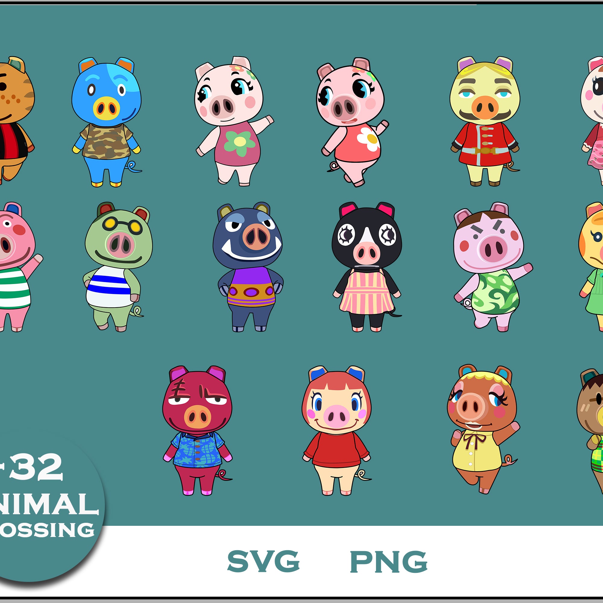 32+ Pigs Svg Bundle, Animal Crossing Svg Bundle, Animal Crossing Svg, Cartoon svg, png digital file