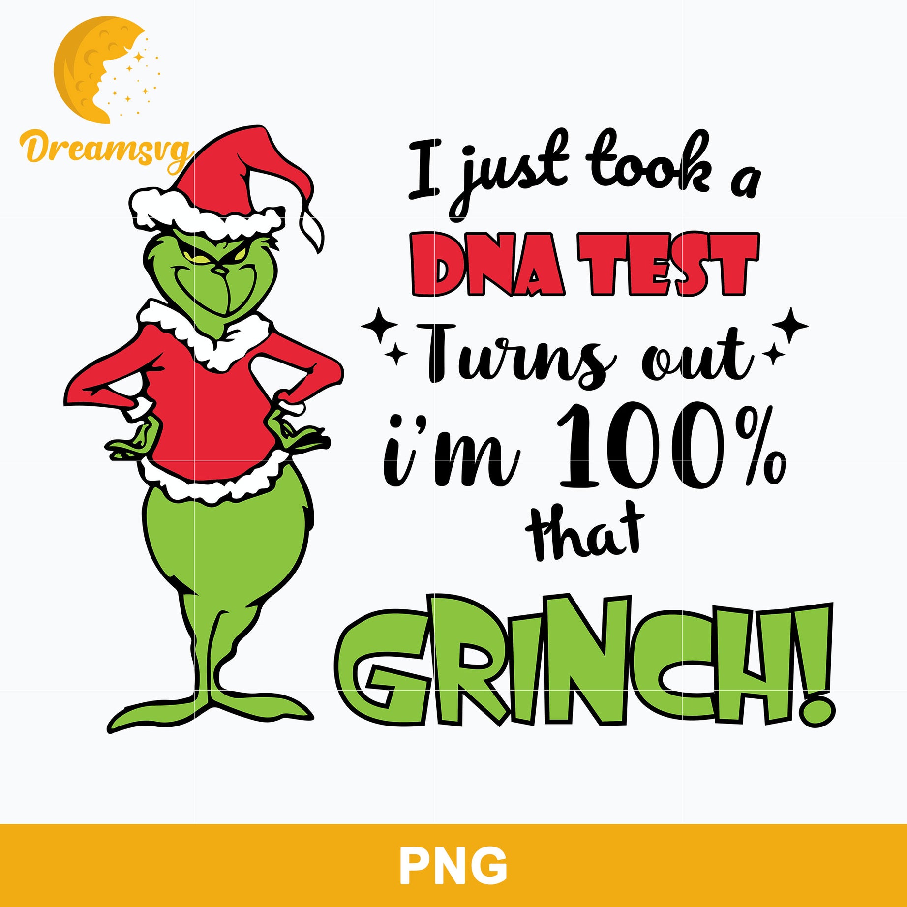 I Just Took A DNA Test, Turns Out I’m 100% That Grinch PNG, Christmas PNG Digital File.