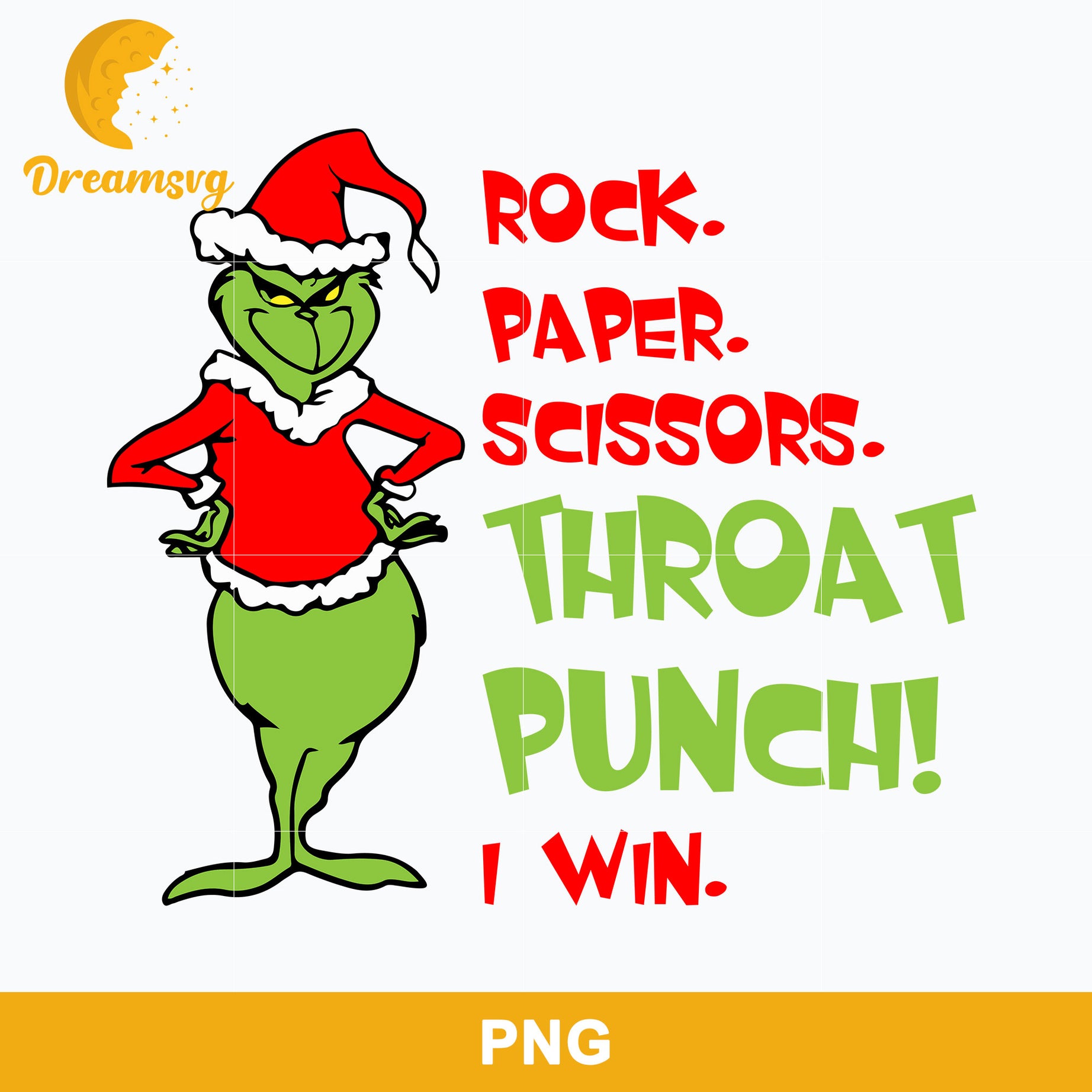 Rock Paper Scissors Throat Punch I Win  PNG, Grinch Christmas PNG, Christmas PNG Digital File.
