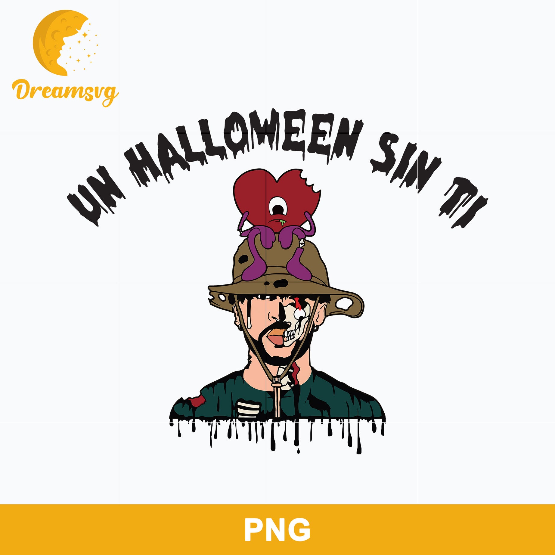 Halloween Bad Bunny Movies Png, Un Halloween Sin Ti Png Digital File.