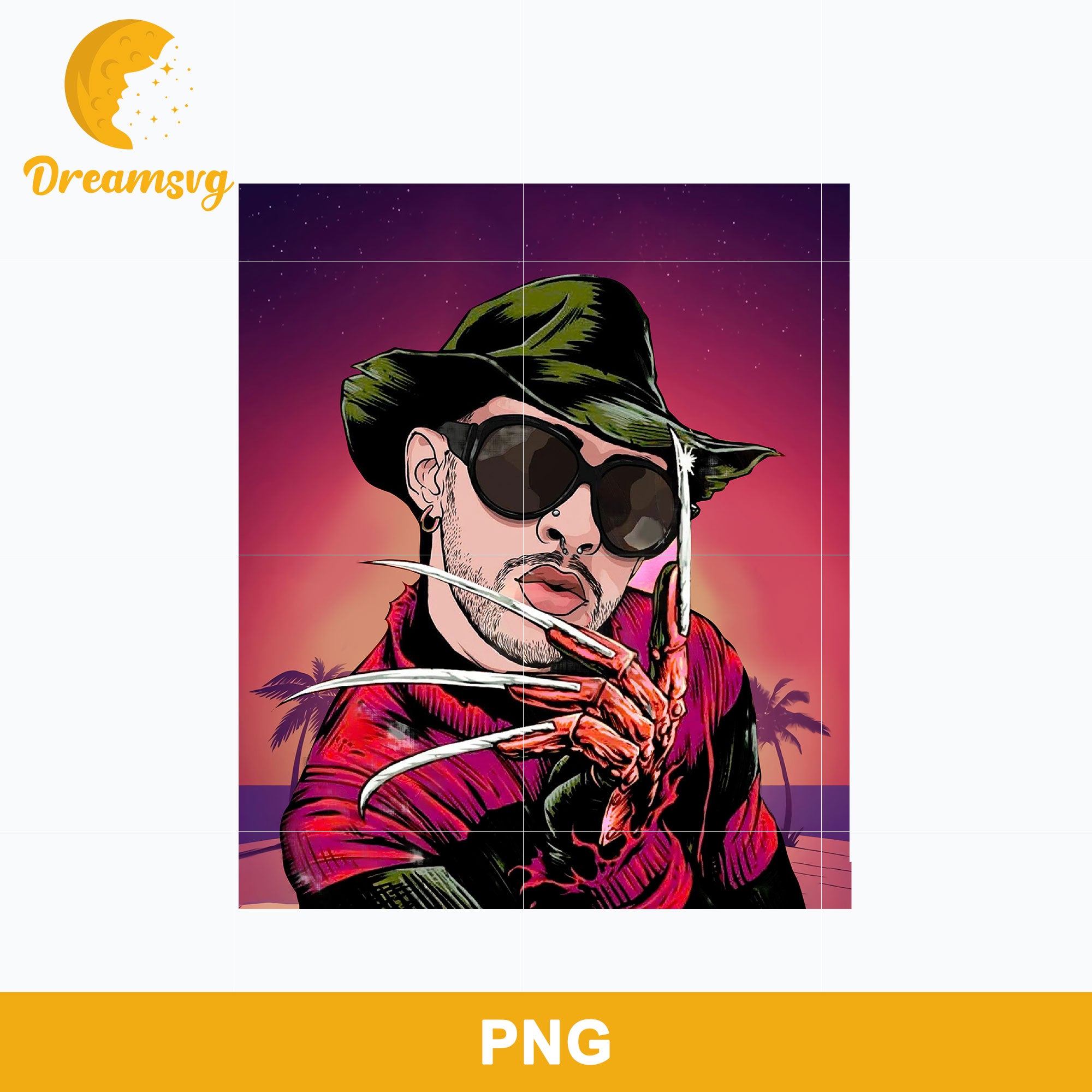Bunny Freddy Krueger Horror Png, Bad Bunny Halloween Png Digital file BHLW12