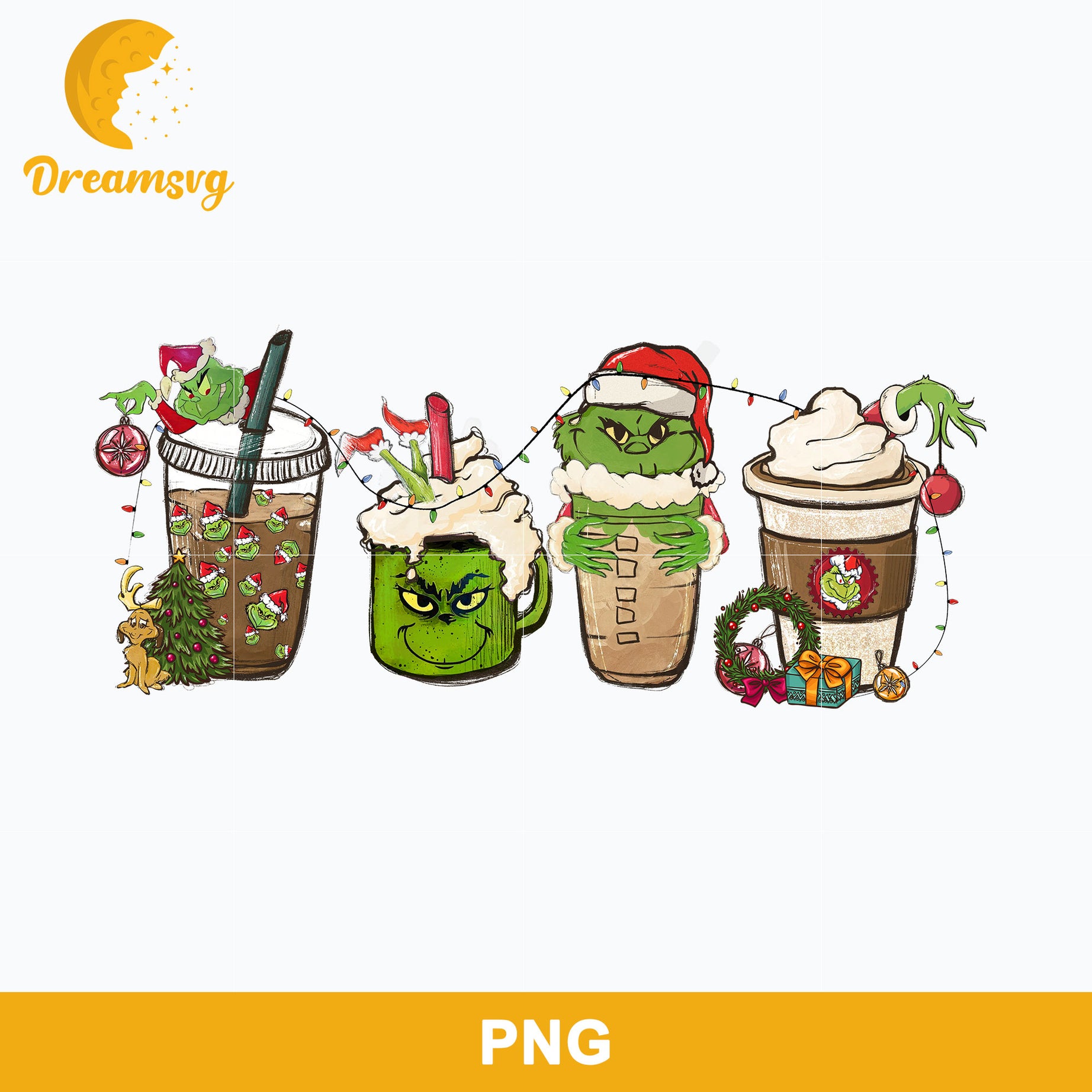 Grinch Coffee Drink PNG, Grinch Christmas PNG, Christmas Coffee PNG