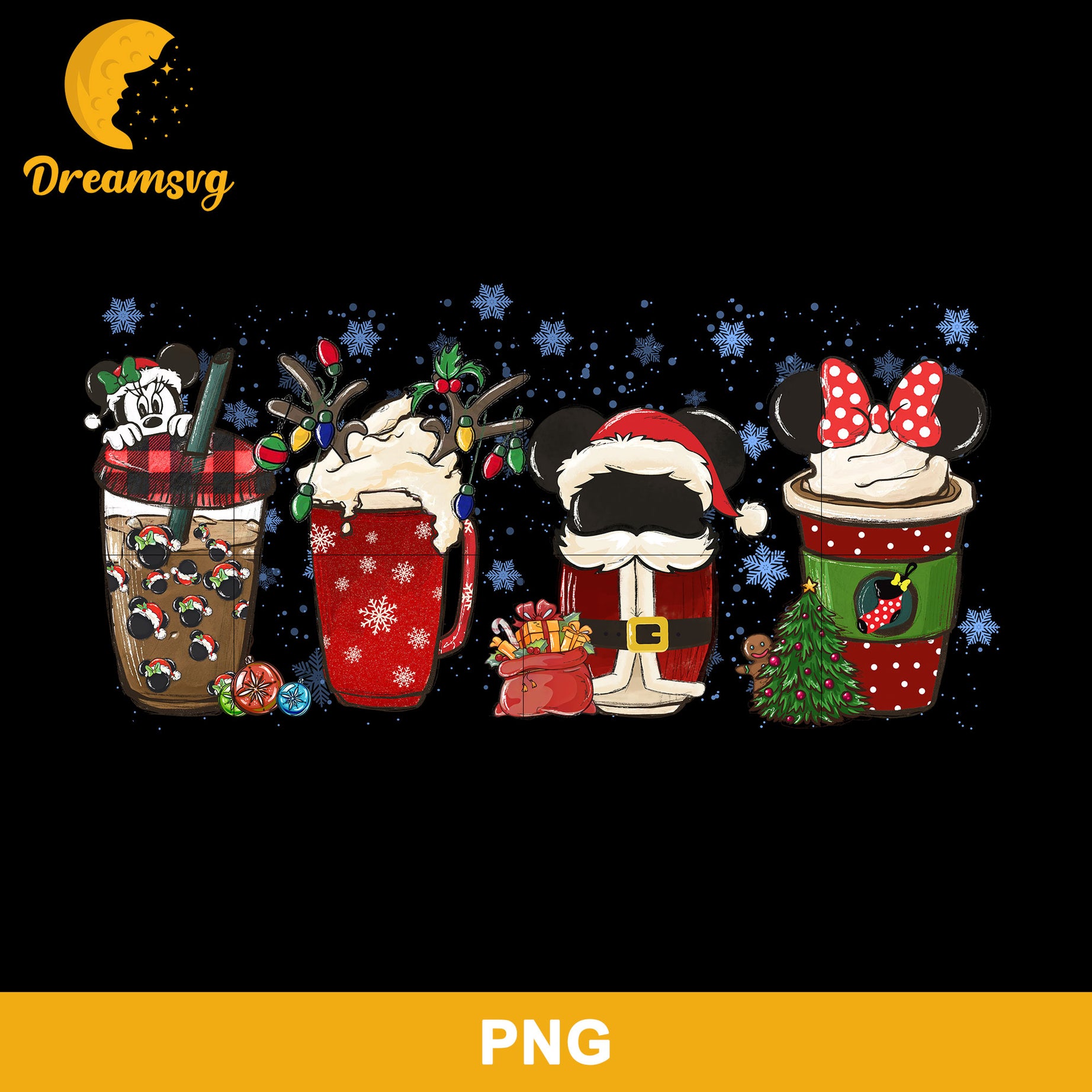Mickey Mouse Christmas Coffee PNG, Disney Christmas Coffee PNG, Christmas Drink Coffee PNG.