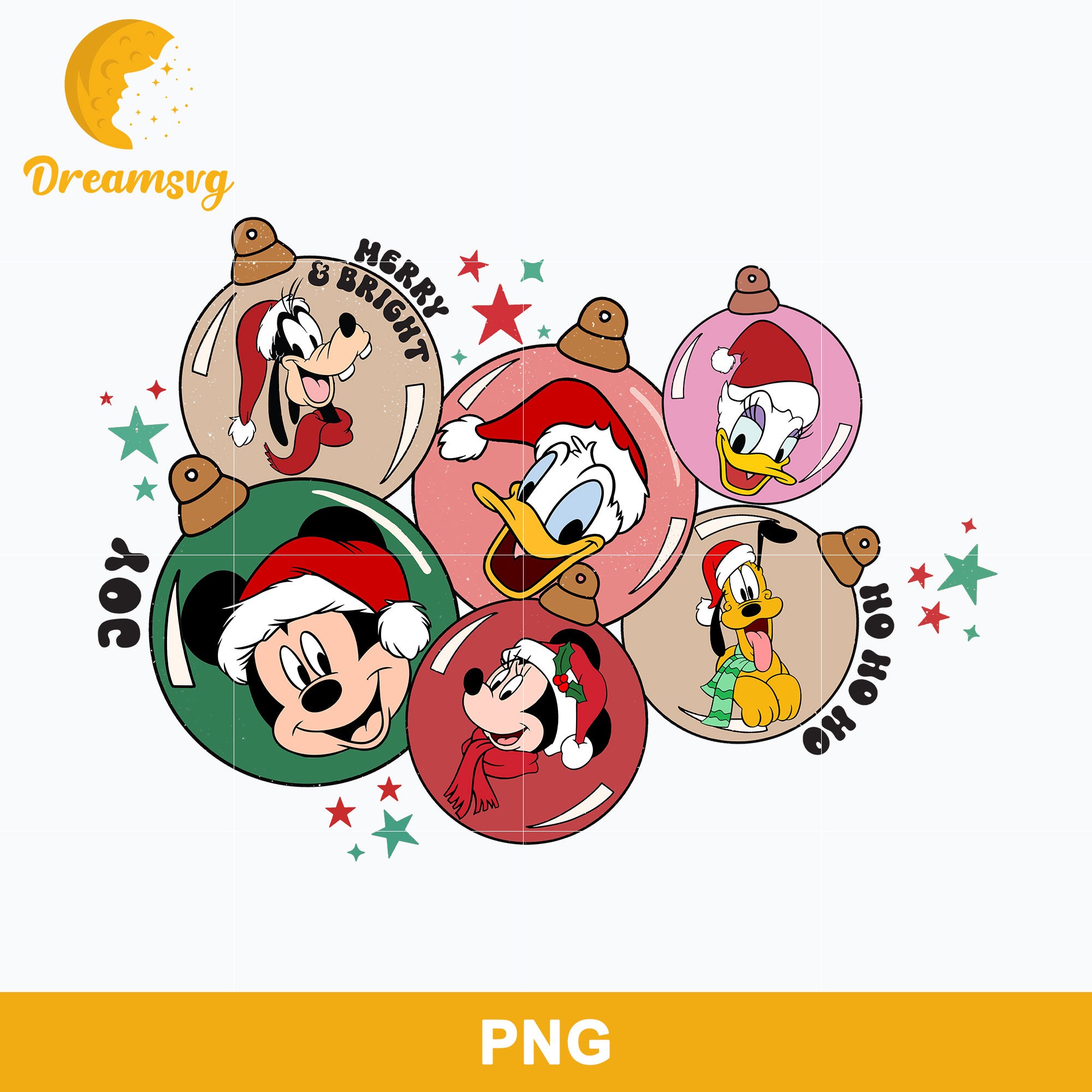 Merry Bright Mickey Mouse PNG, Mickey Best Friends Christmas PNG, Christmas PNG Digital File.