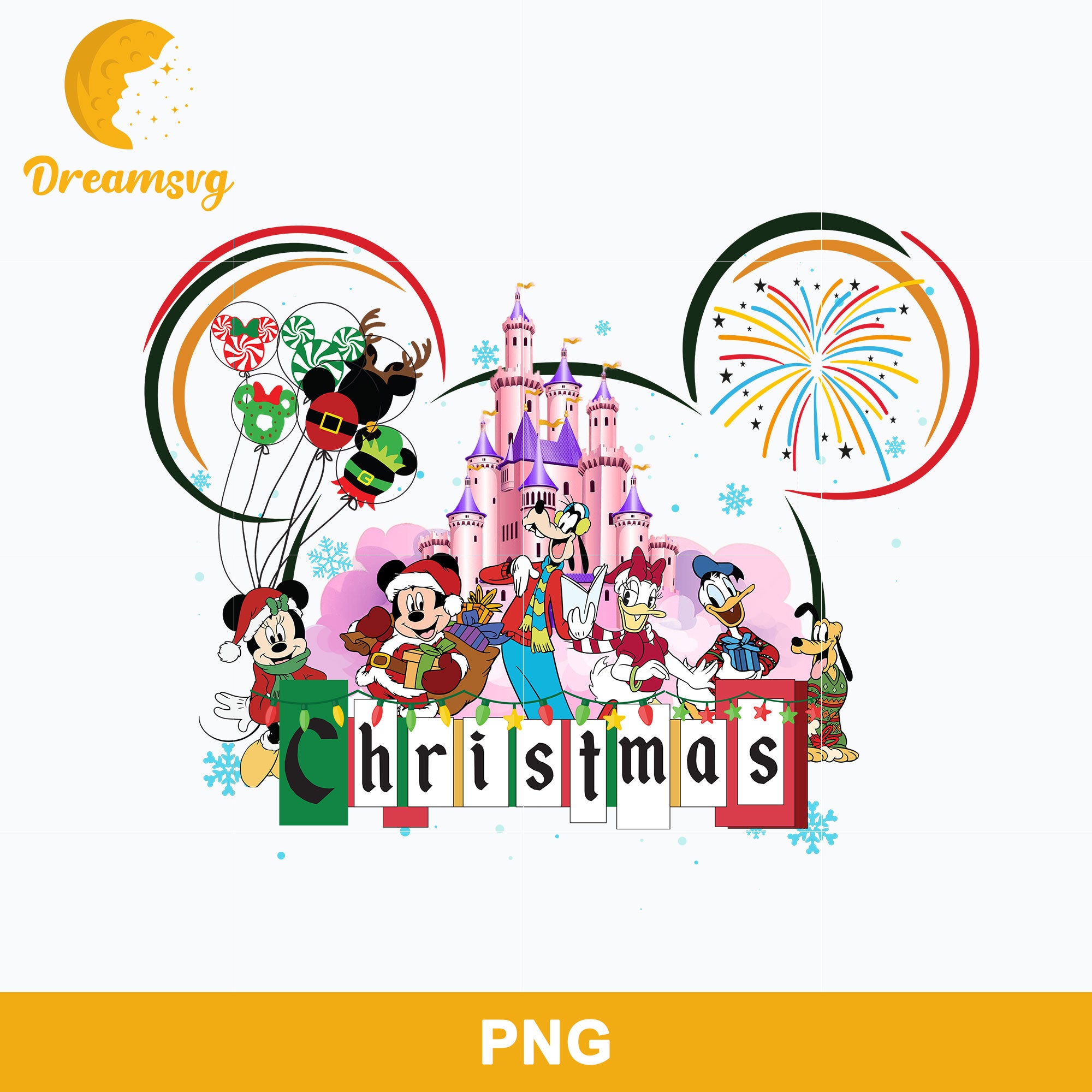 Disney Mickey Mouse Castle Christmas PNG, Christmas PNG Digital File.
