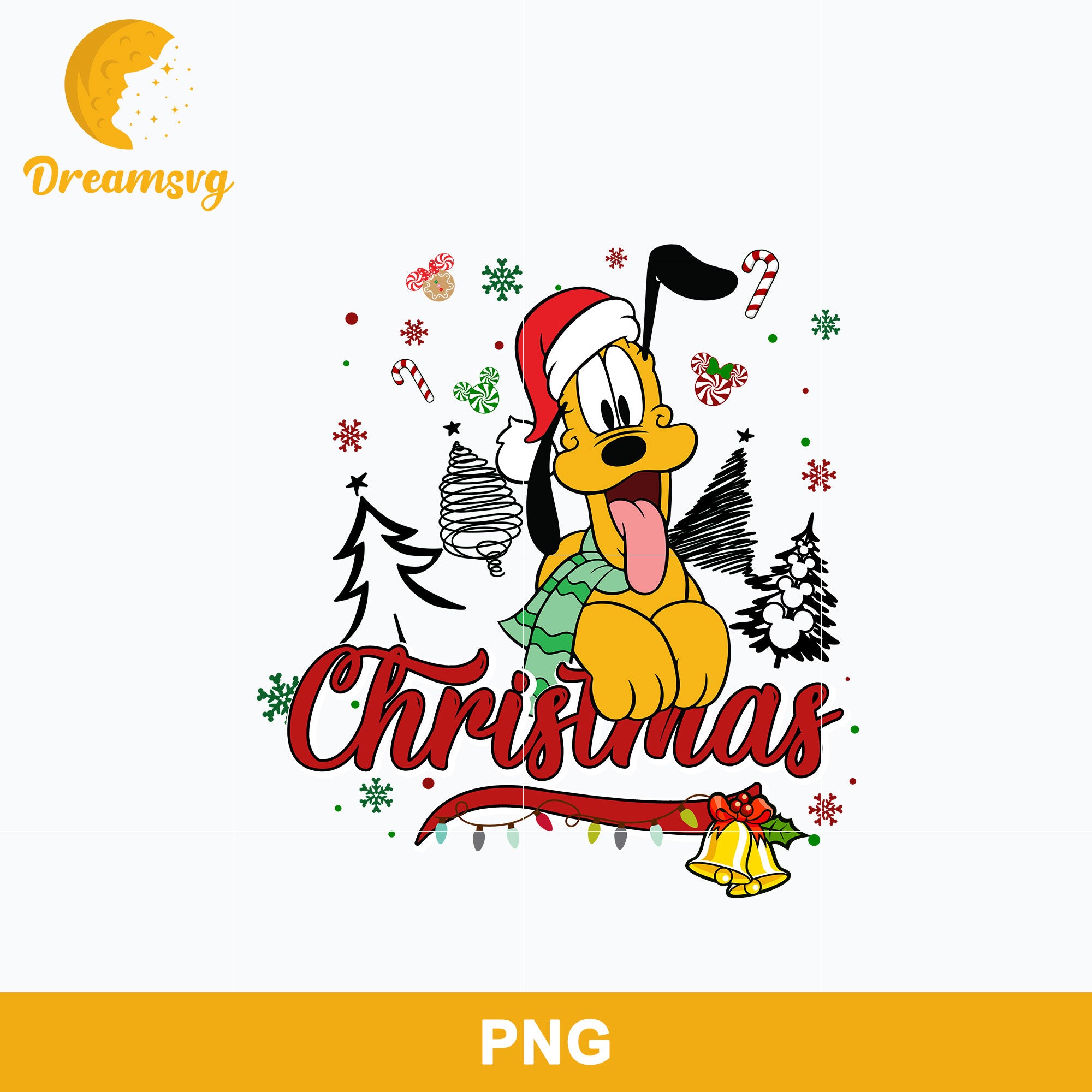 Disney Pluto Merry Christmas PNG, Christmas PNG Digital File.