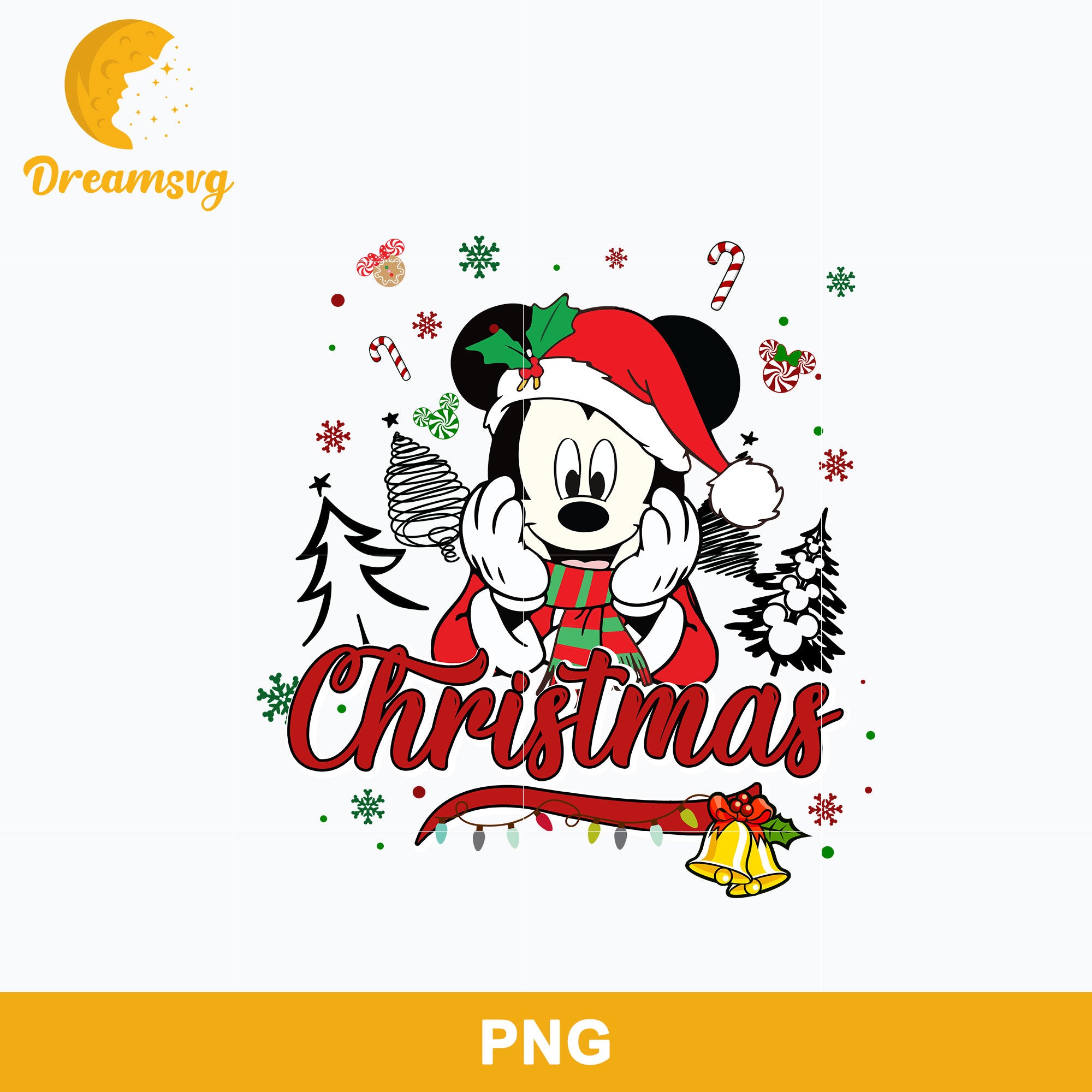 Mickey Mouse Merry Christmas PNG, Christmas PNG Digital File.