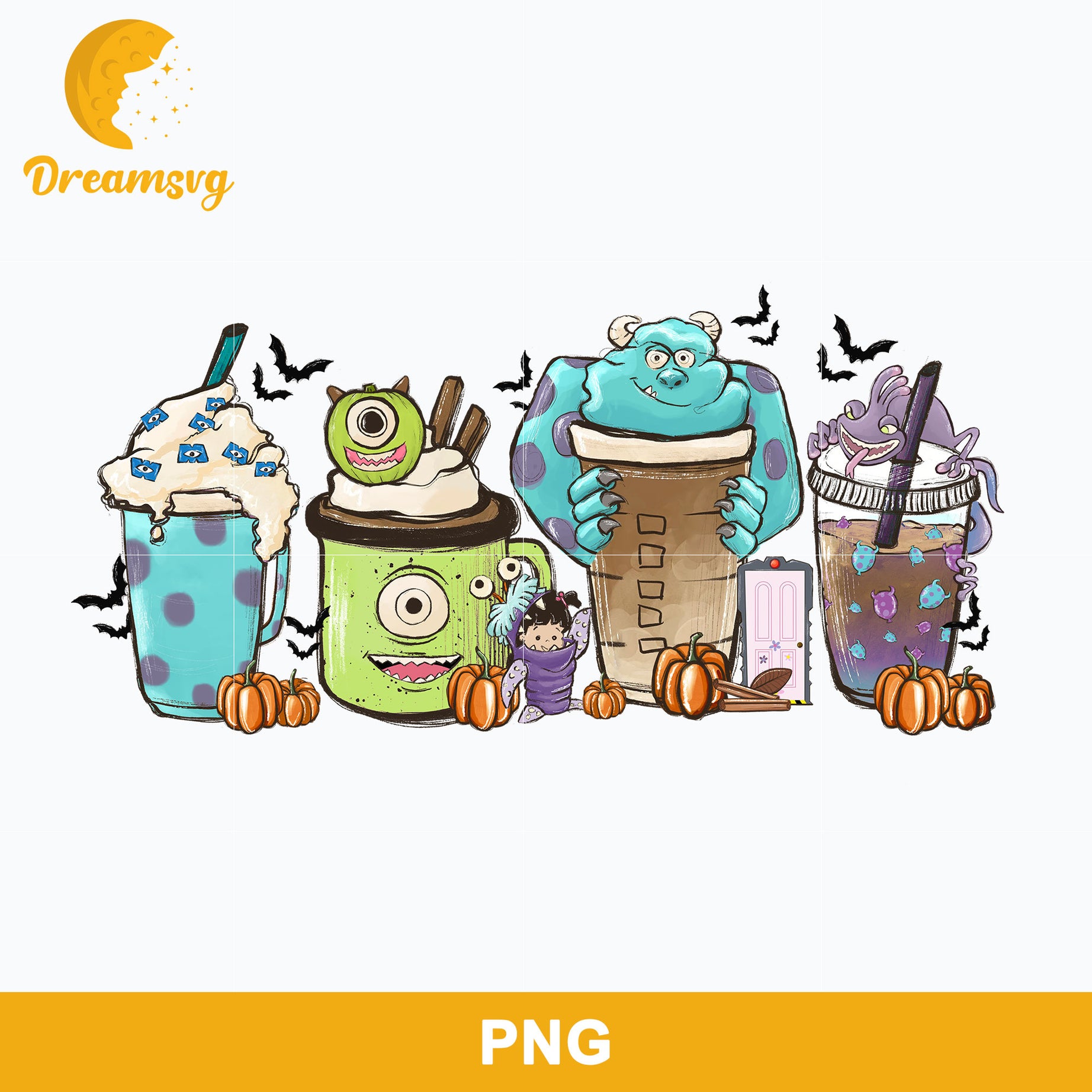 Monsters Fall Coffee PNG, Halloween Coffee PNG, Monsters Inc PNG
