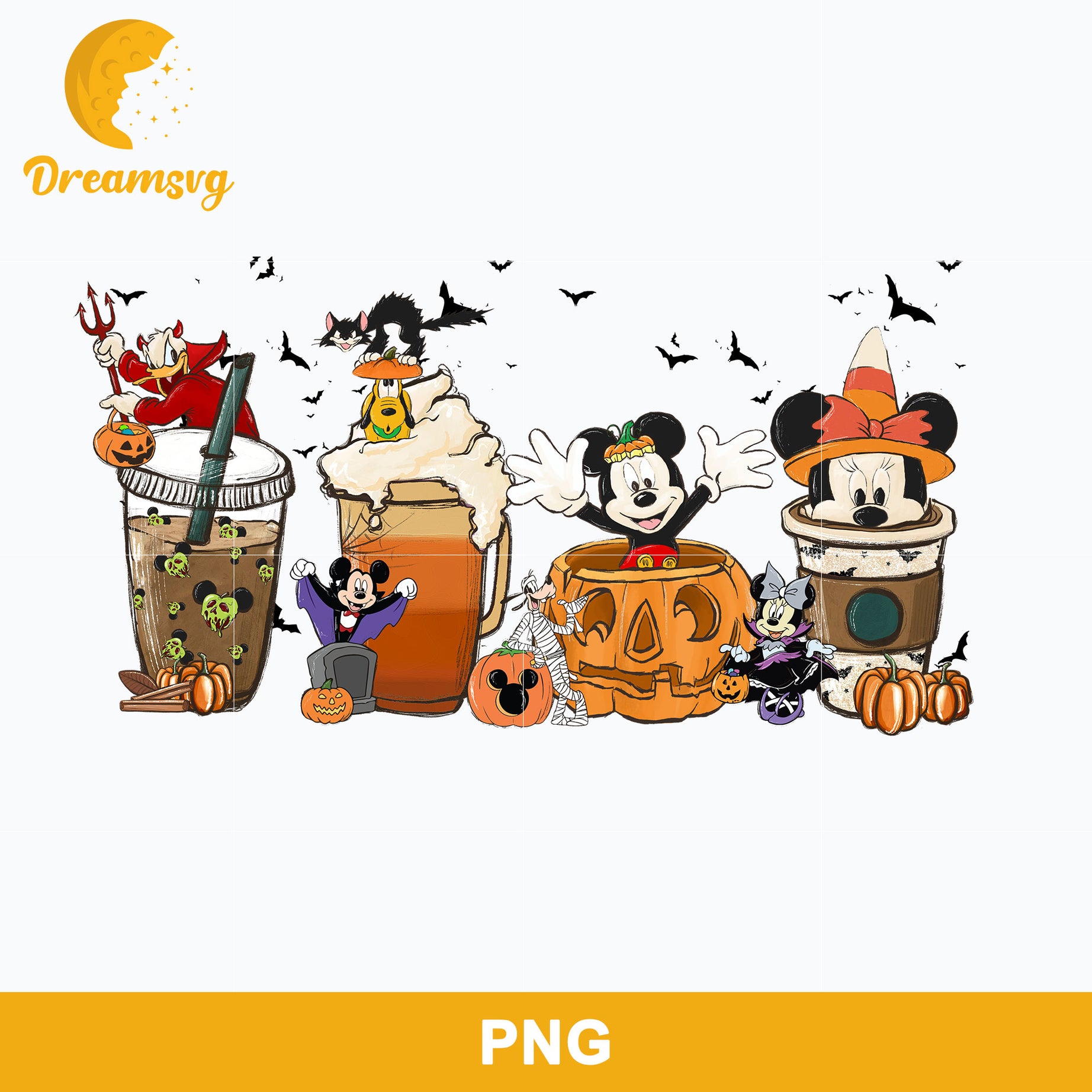 Mickey Mouse Halloween Coffee PNG, Mickey Coffee PNG, Coffee Halloween PNG