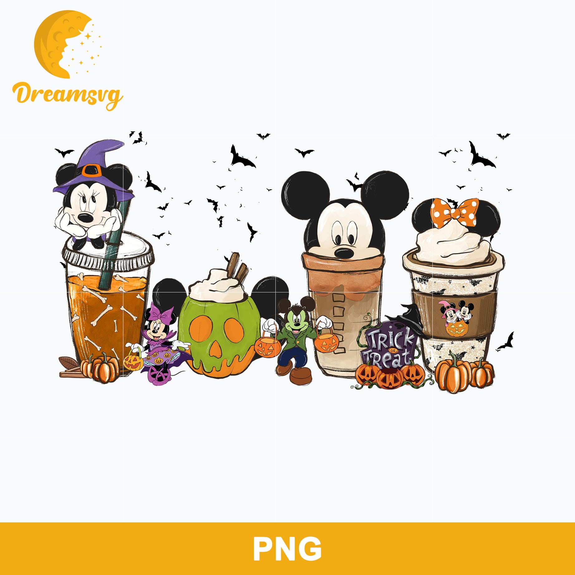 Mickey Halloween Coffee PNG, Mickey Coffee PNG, Disney Halloween PNG