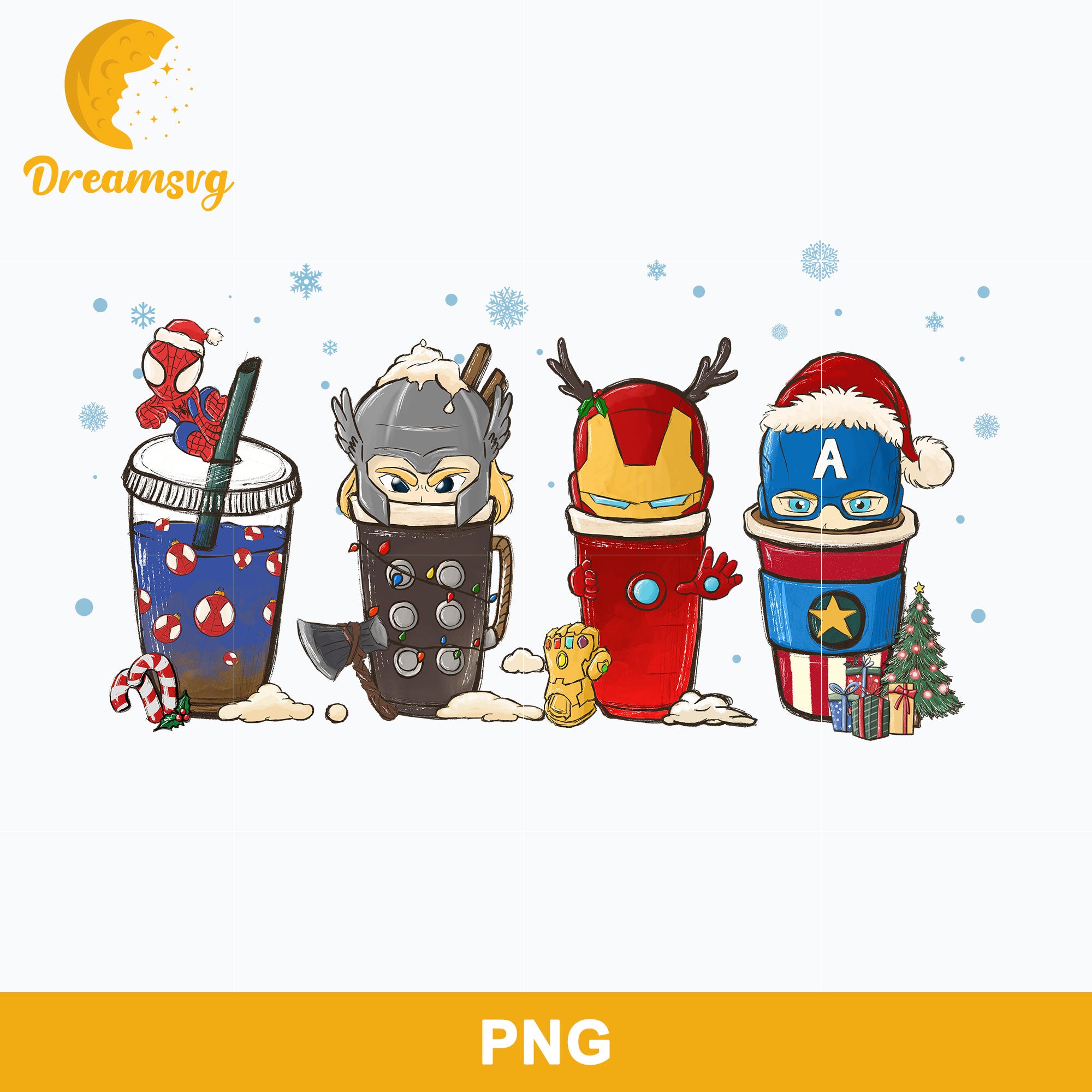 Superhero Coffee Christmas PNG, Christmas Coffee Digital PNG.