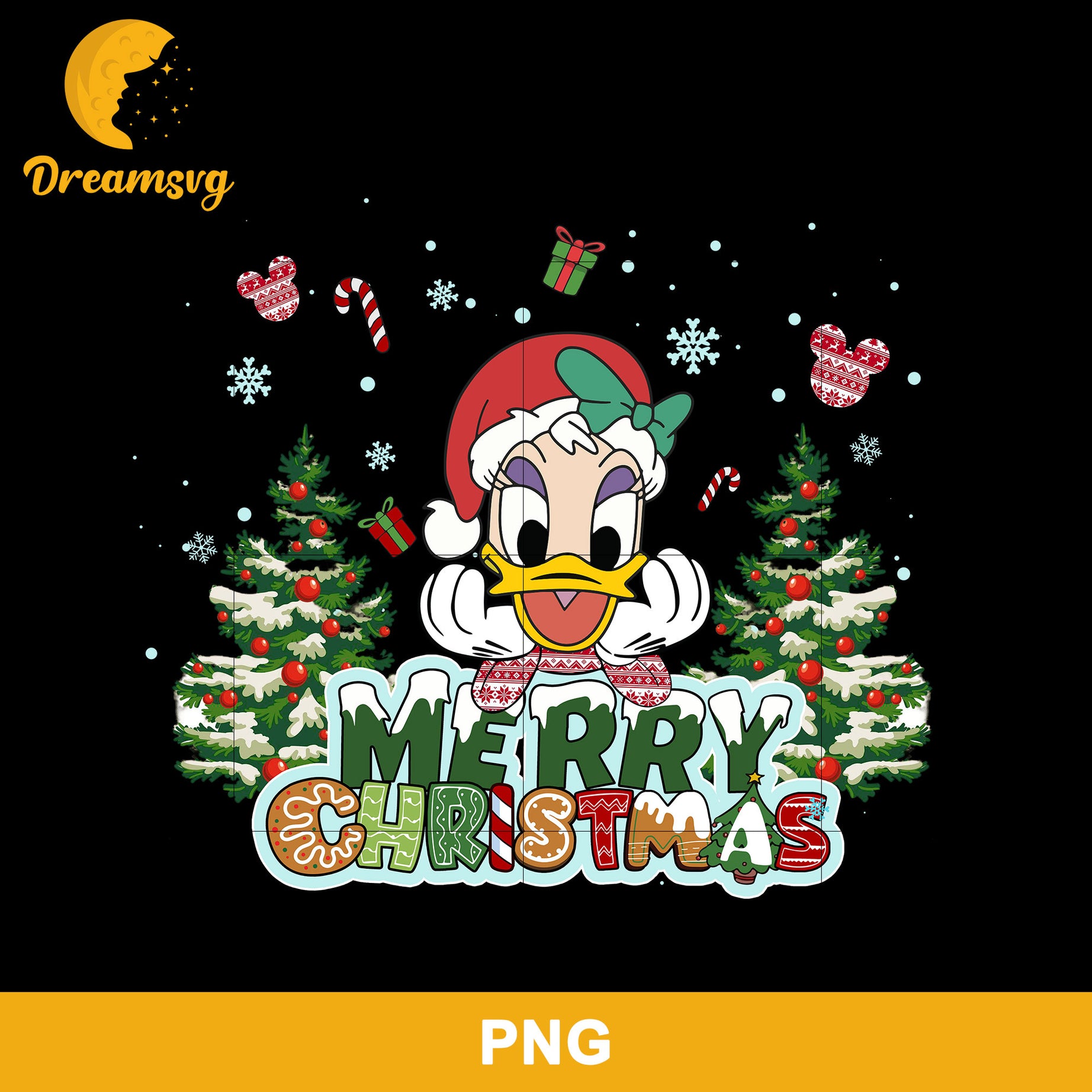 Daisy Duck Merry Christmas PNG, Disney Christmas PNG, Christmas PNG.