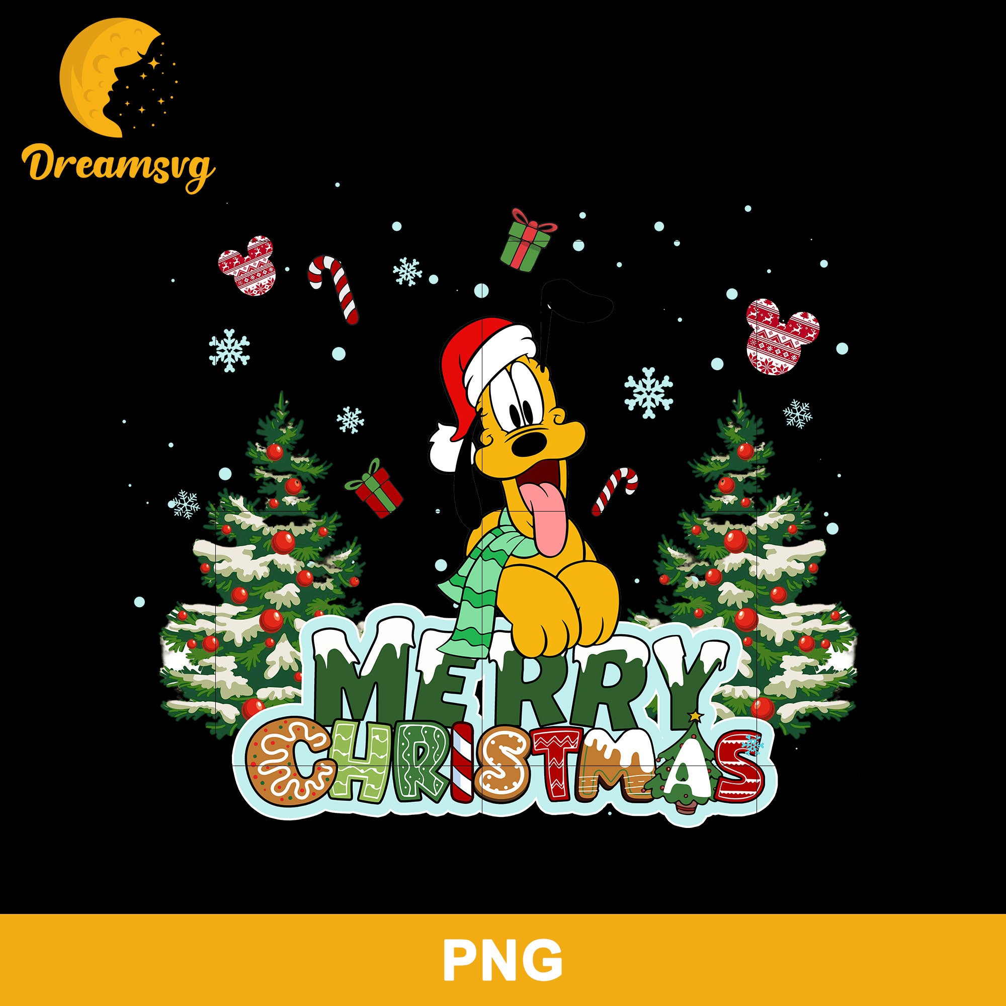 Pluto Merry Christmas PNG, Disney Christmas PNG, Christmas PNG File.