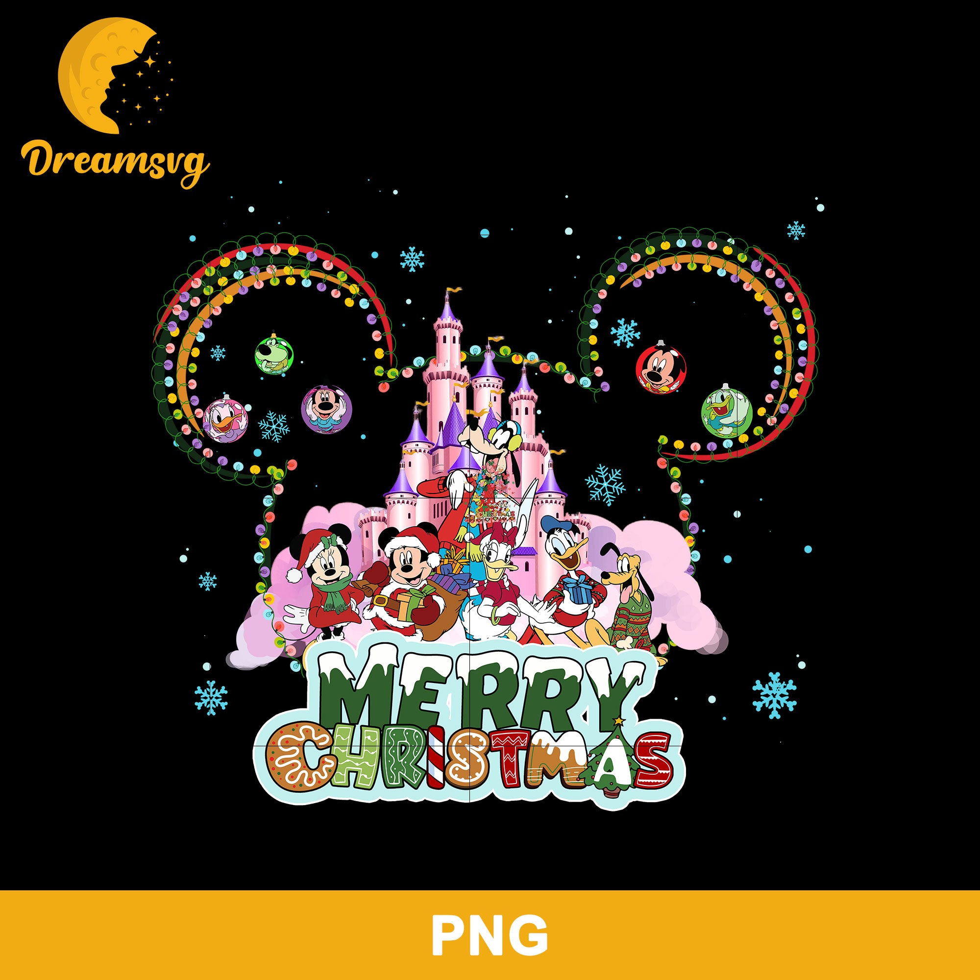 Disney Castle Merry Christmas PNG, Disney Christmas PNG.