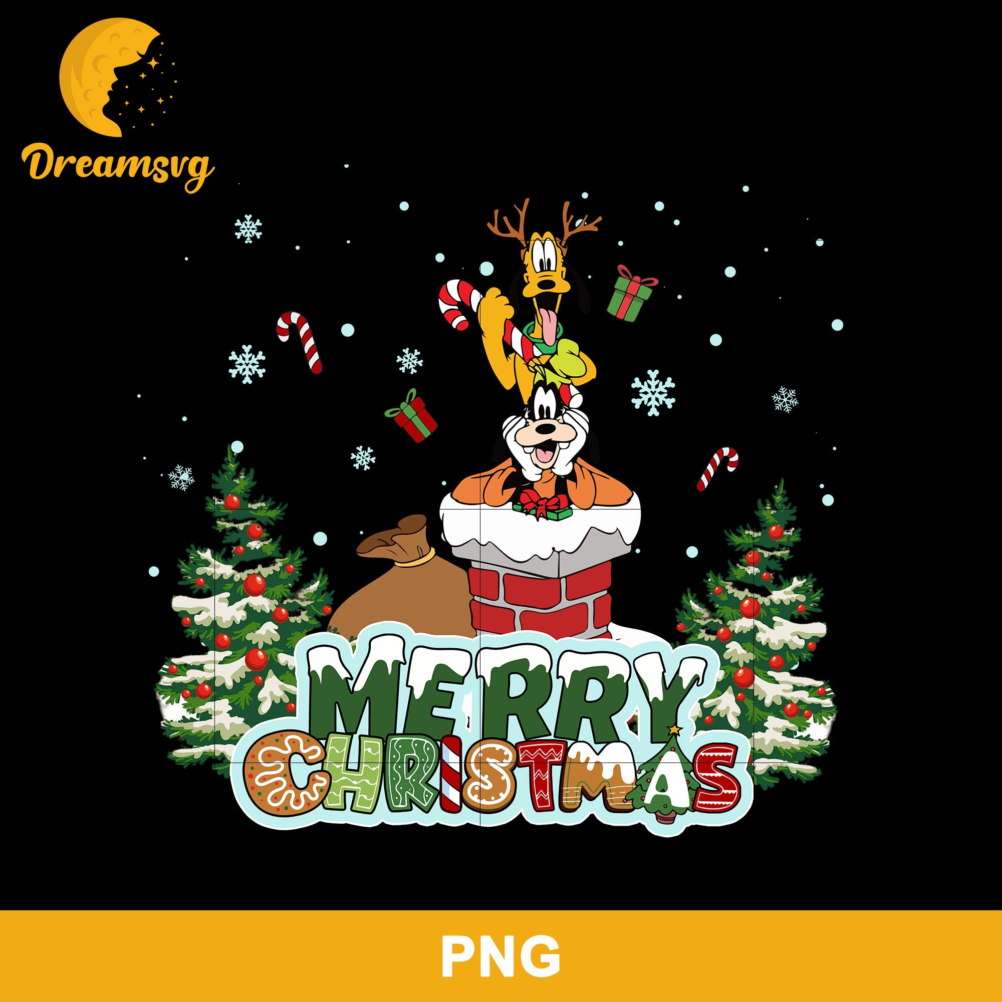 Pluto And Goofy Merry Christmas PNG, Disney Christmas PNG File.