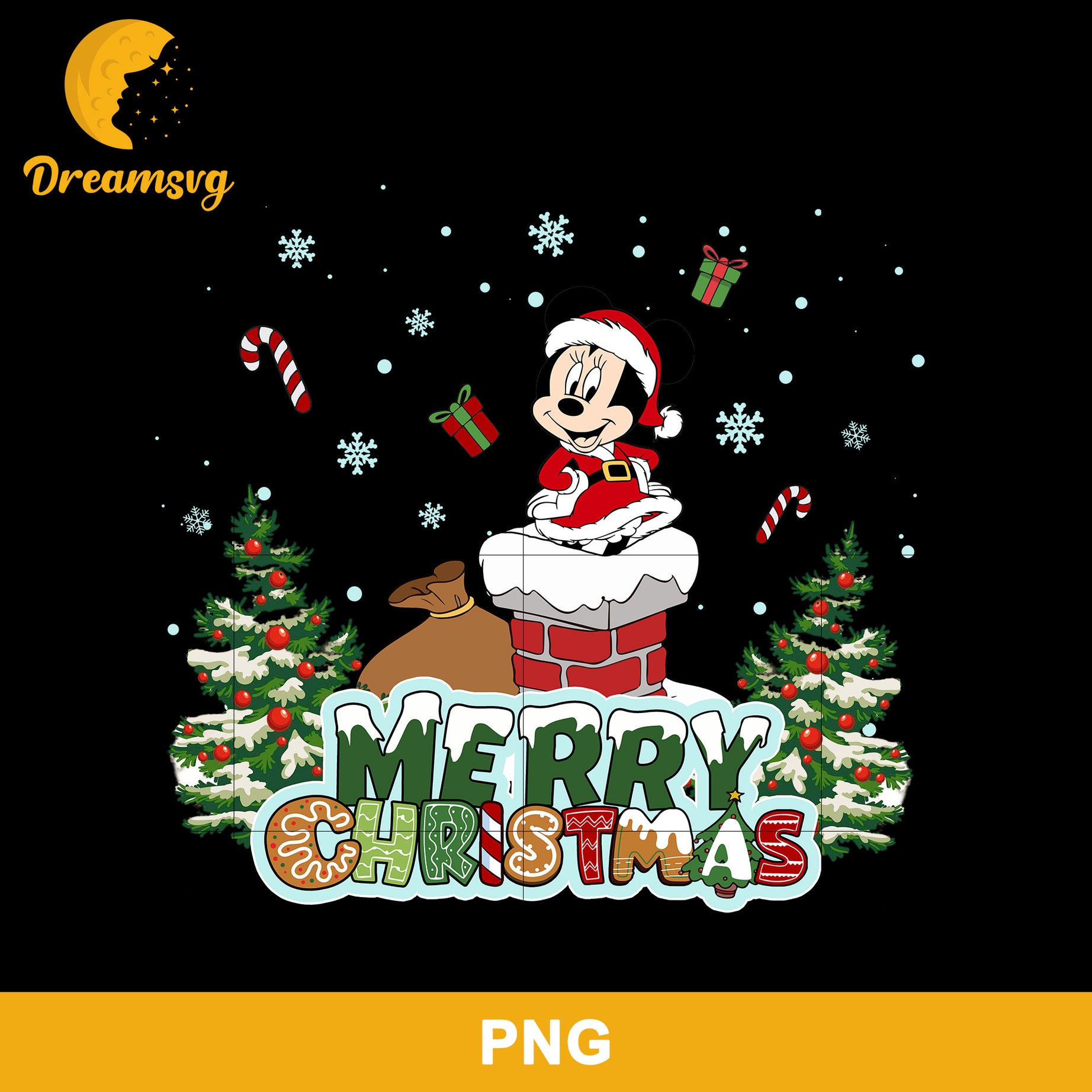 Minnie Mouse Christmas PNG, Disney Merry Christmas PNG File.