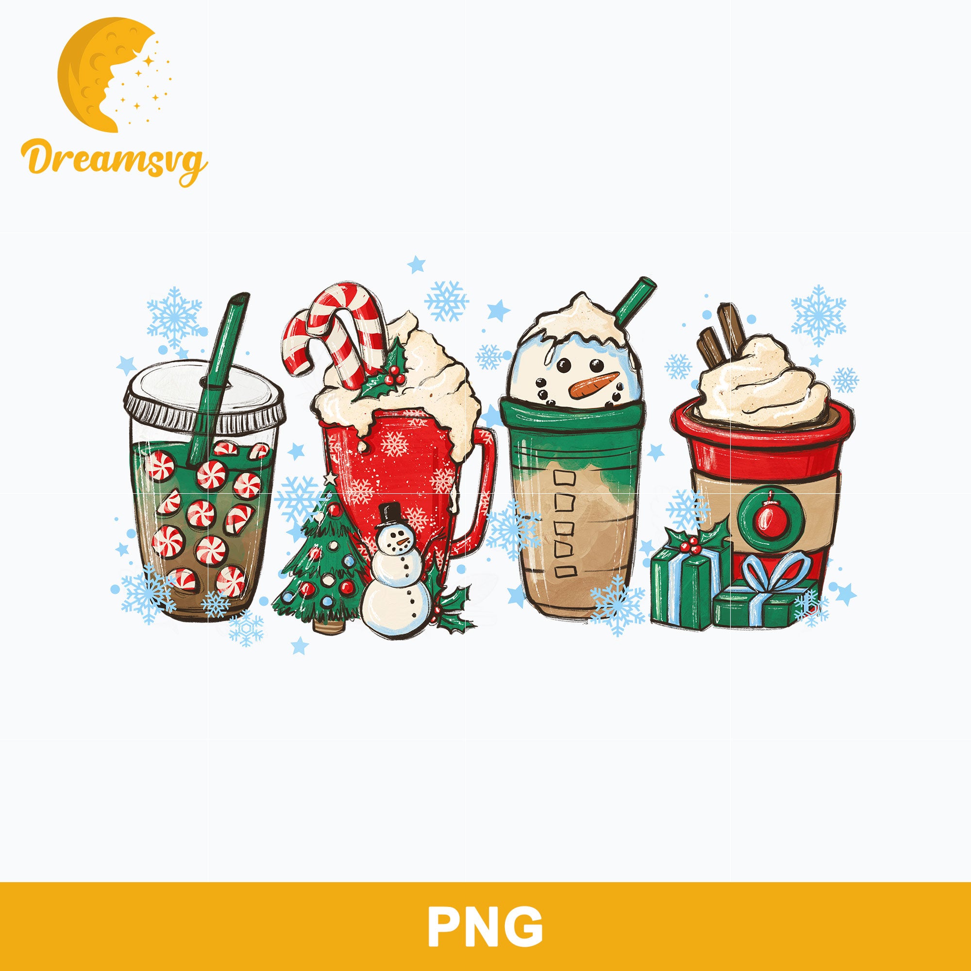 Snowman Merry Christmas Coffee PNG, Christmas PNG File.