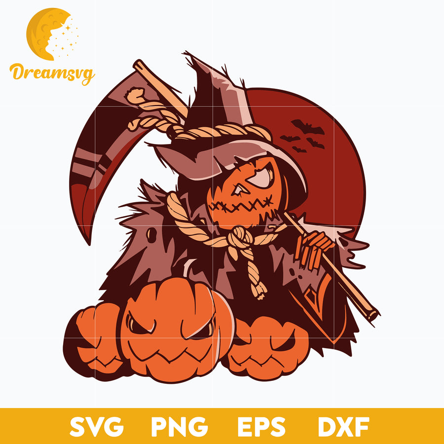 Pumpkin grim reaper svg, Halloween svg, png, dxf, eps digital file.