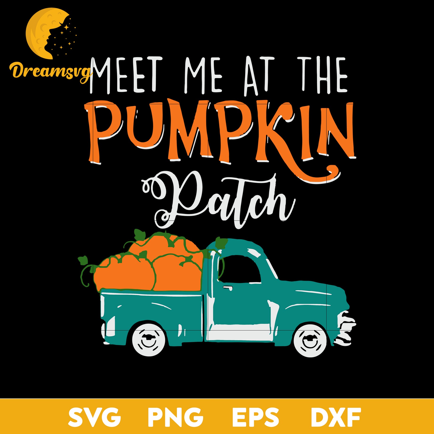 Pumpkin truck svg, Halloween svg, png, dxf, eps digital file.