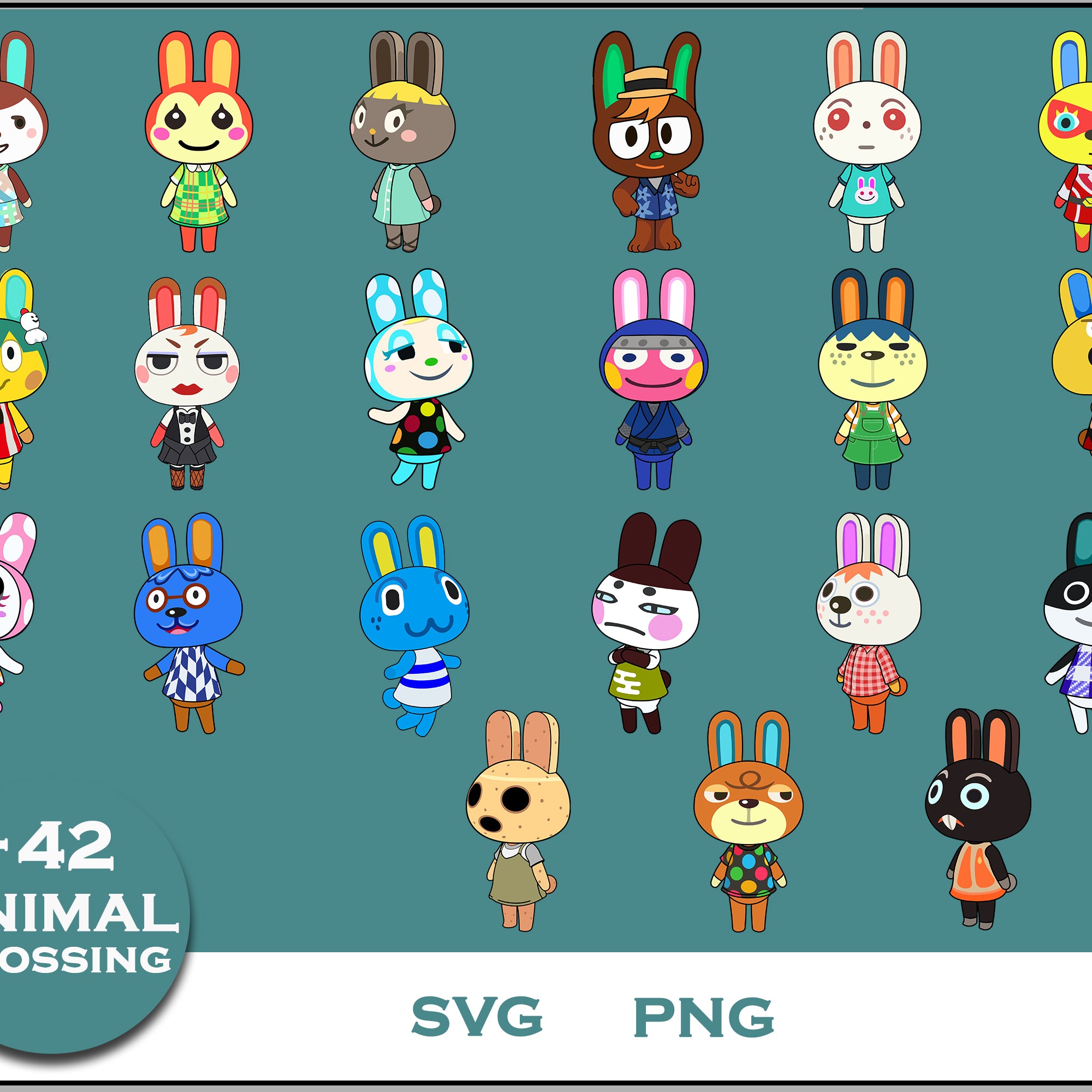 42+ Rabbits Svg Bundle, Animal Crossing Svg Bundle, Animal Crossing Svg, Cartoon svg, png digital file