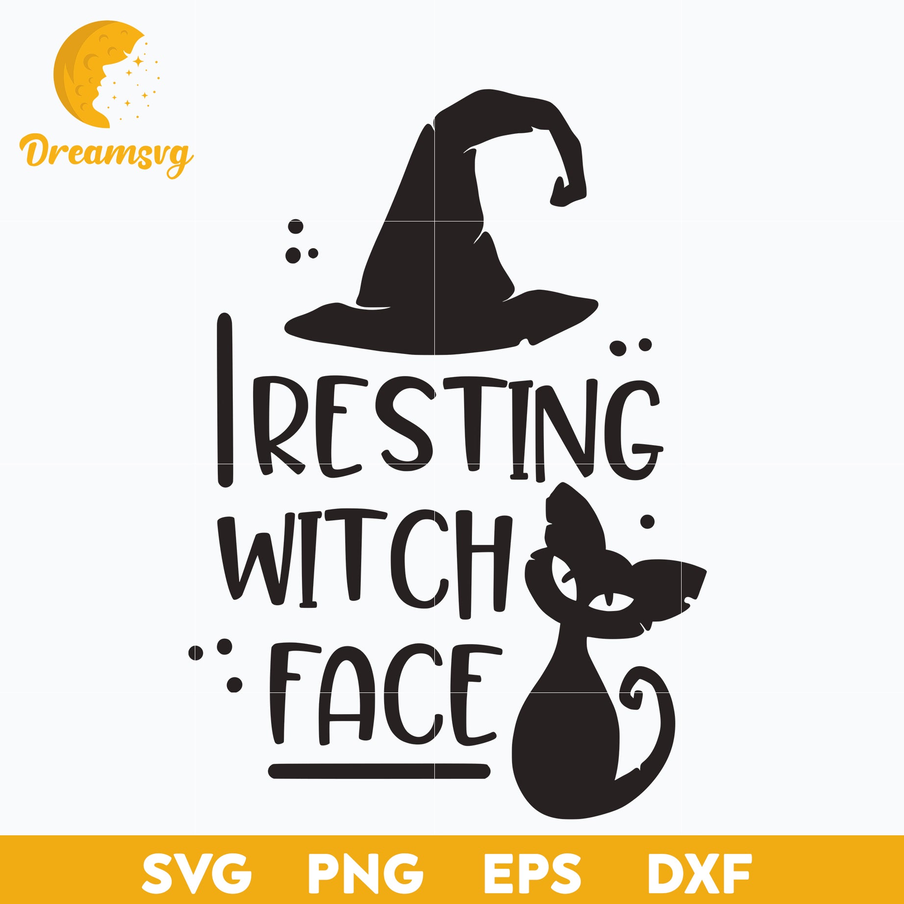 Resting Witch Face SVG, Halloween svg, png, dxf, eps digital file.