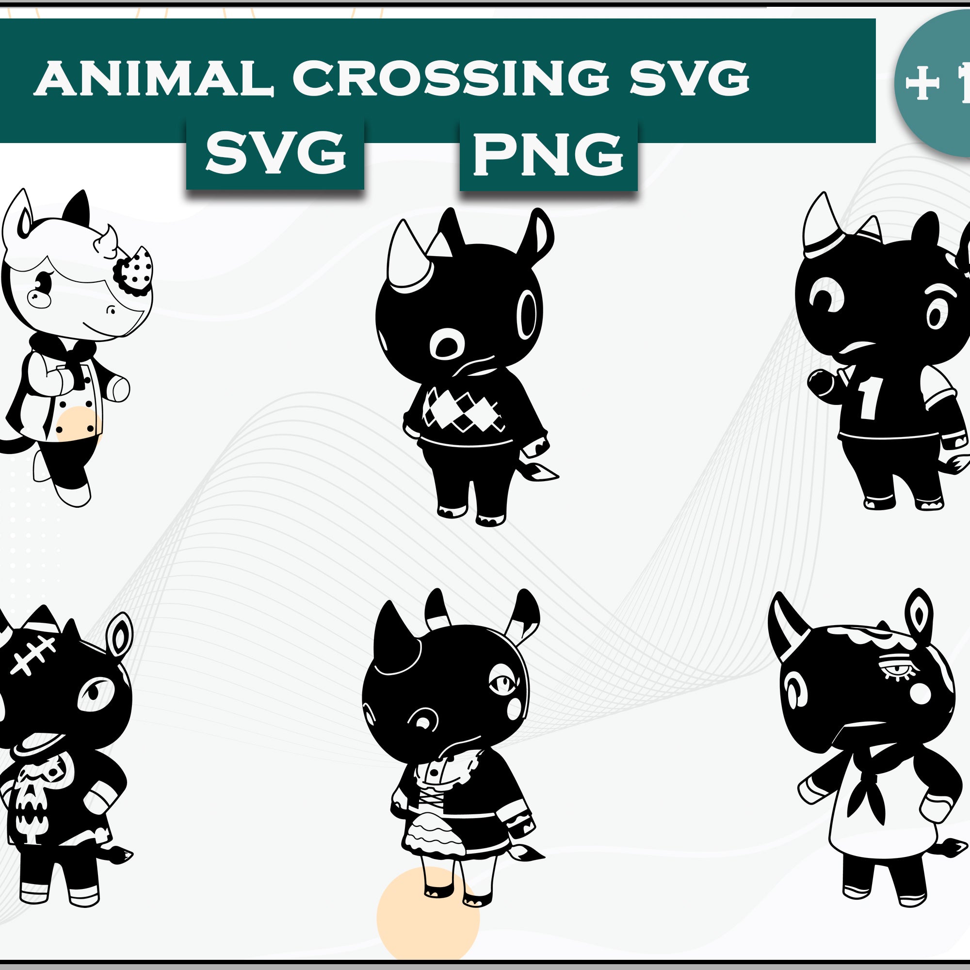 12+ Rhino Svg Bundle, Animal Crossing Svg Bundle, Animal Crossing Svg, Cartoon svg, png digital file
