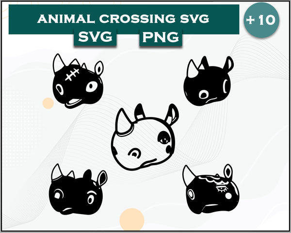 10+ Rhino Svg Bundle, Animal Crossing Svg Bundle, Animal Crossing Svg, Cartoon svg, png digital file