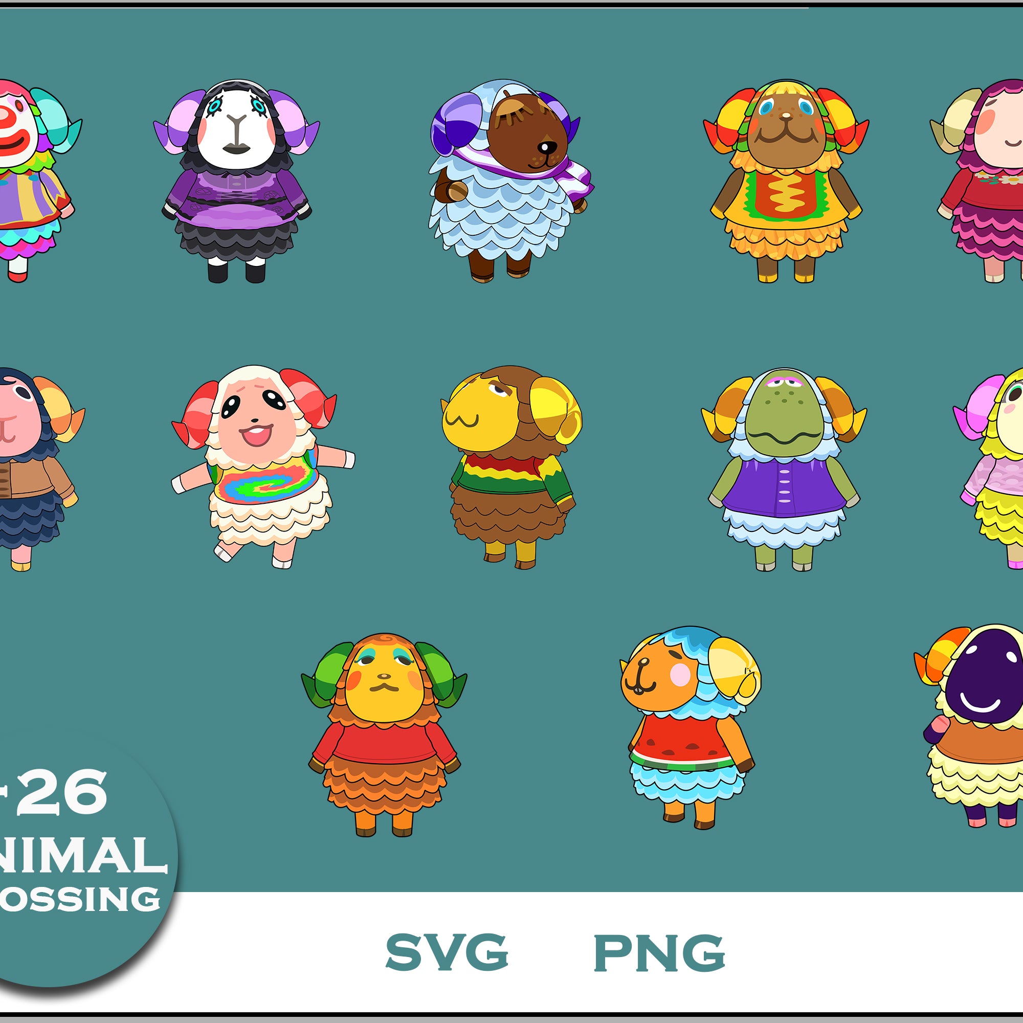 26+ Sheep Svg Bundle, Animal Crossing Svg Bundle, Animal Crossing Svg, Cartoon svg, png digital file