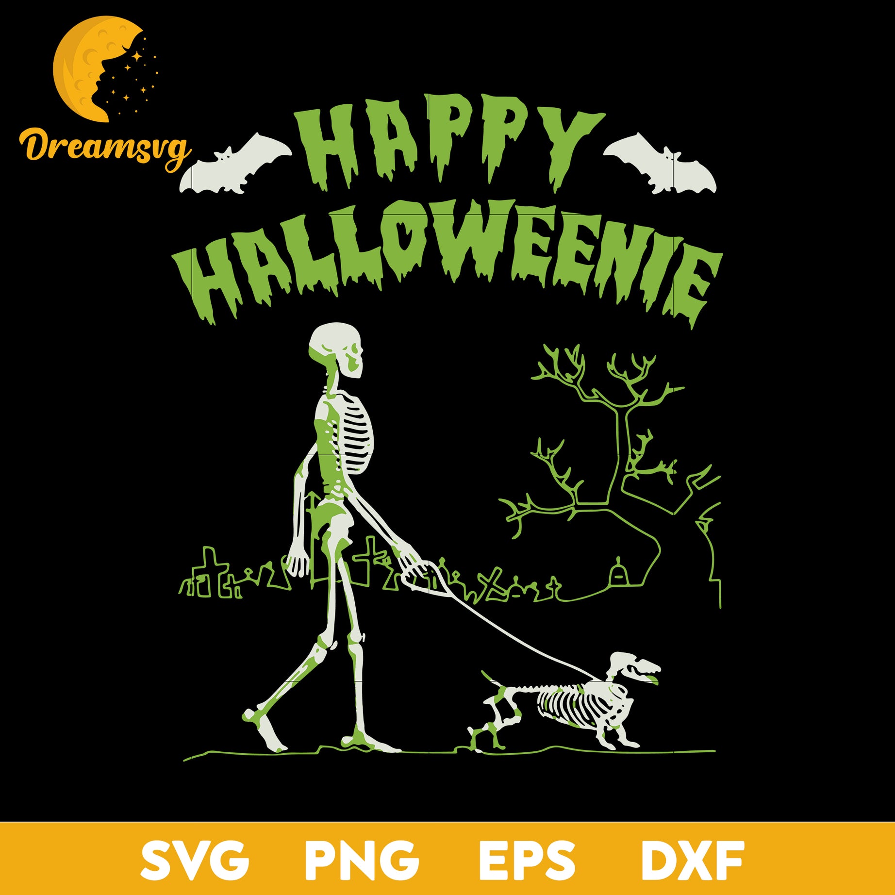 Skeleton happy halloweenie svg, Halloween svg, png, dxf, eps digital file.