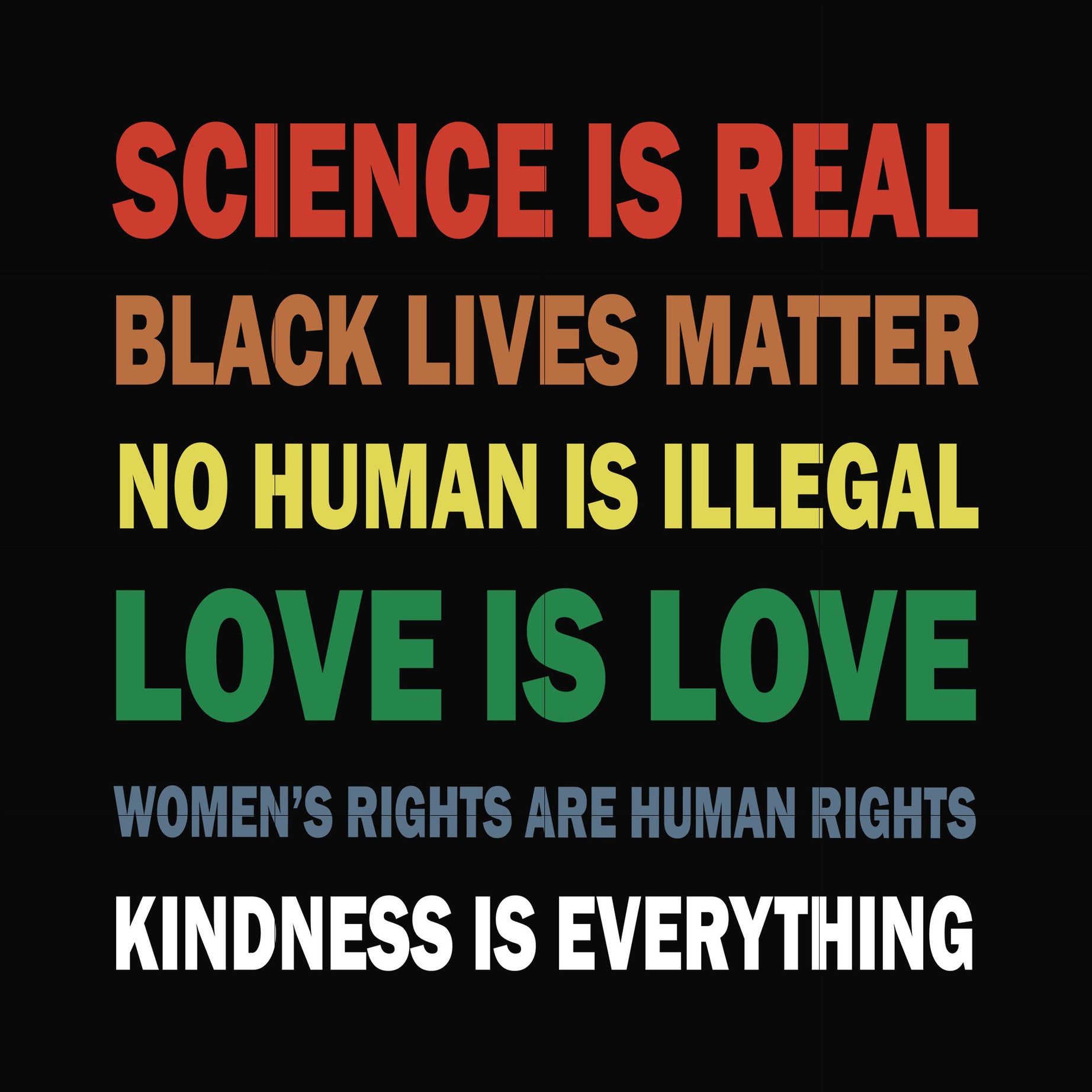 Science is real Black lives matter no human is illegal svg, png, dxf, eps, digital file TD67