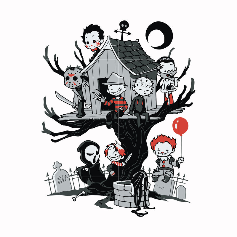 Horror characters with treehouse svg, halloween svg, png, dxf, eps digital file HWL23072043