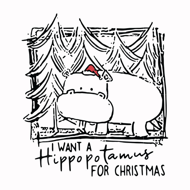 I want a hippo po tamus for christmas svg, png, dxf, eps digital file TD31072020