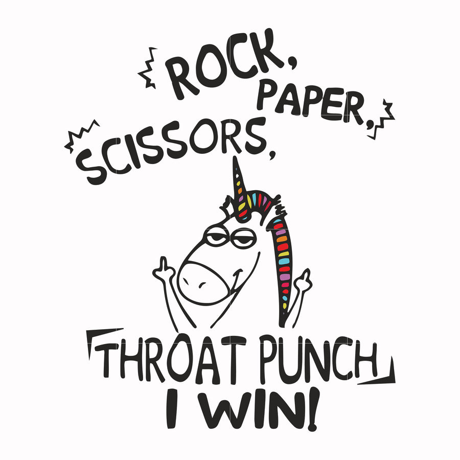 Rock paper scissors throat punch I win svg, png, dxf, eps file FN000368