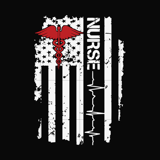 Nurse american flag svg, png, dxf, eps, digital file TD65