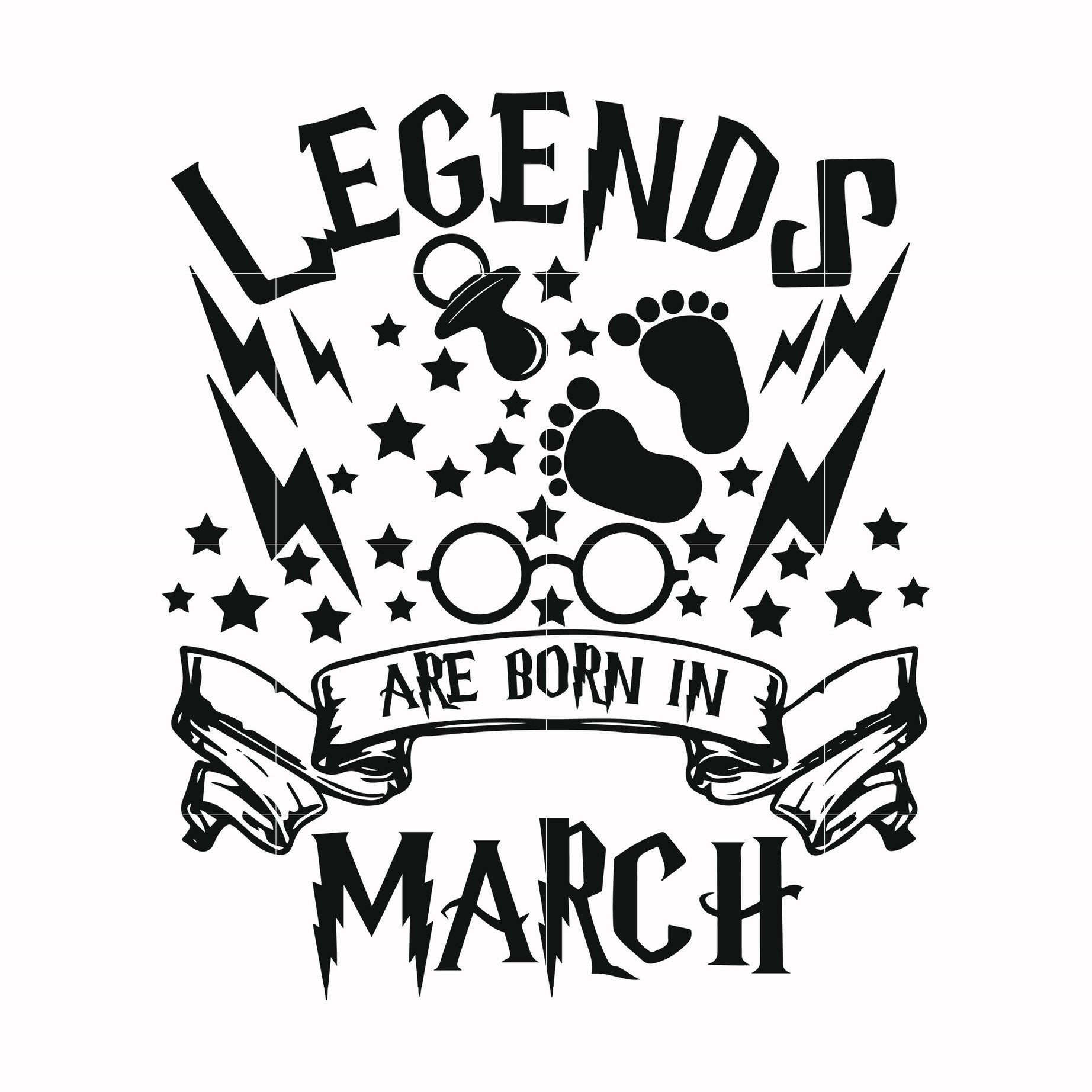 Legends are born in March svg, png, dxf, eps file HRPT00024