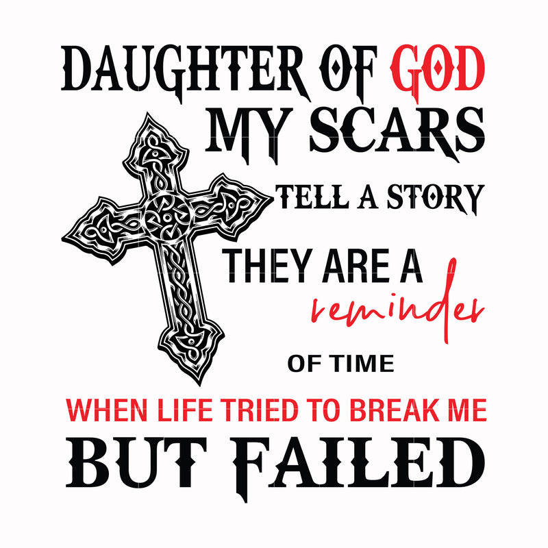 daughter of god i was born in chicago my scars tell a story they are a reminder of time when life tried to break me but failed svg, png, dxf, eps digital file TD2707202