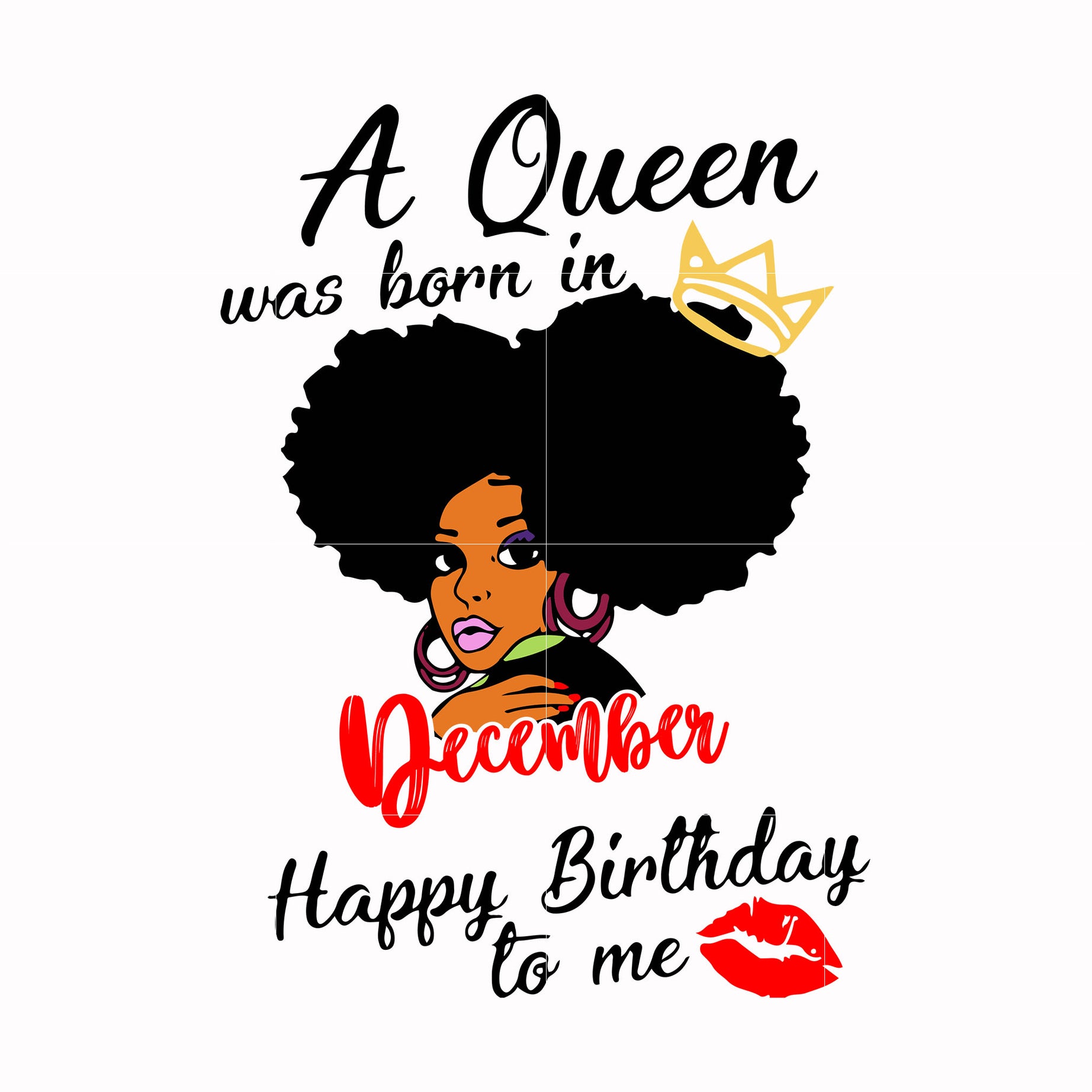 A queen was born in December happy birthday to me svg, png, dxf, eps digital file BD0060
