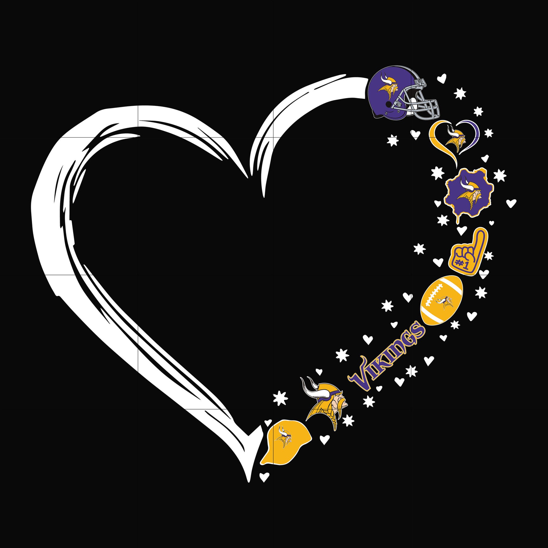 Minnesota Vikings heart svg, Vikings svg, png, dxf, eps digital file NNFL0104