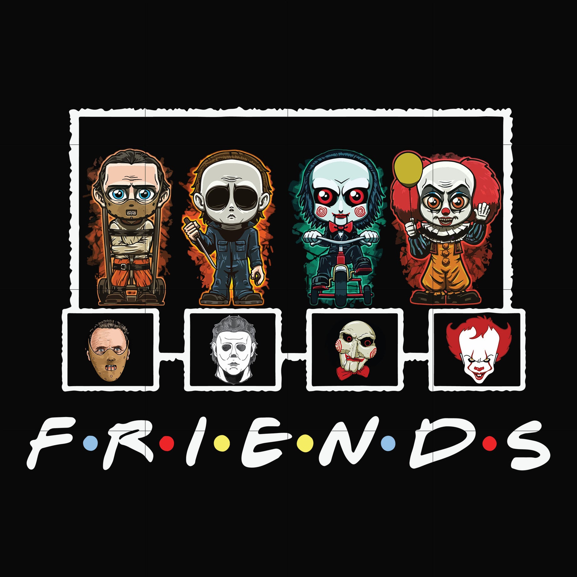 Scary Friends Horror svg, Halloween svg, png, dxf, eps digital file HLW2307203