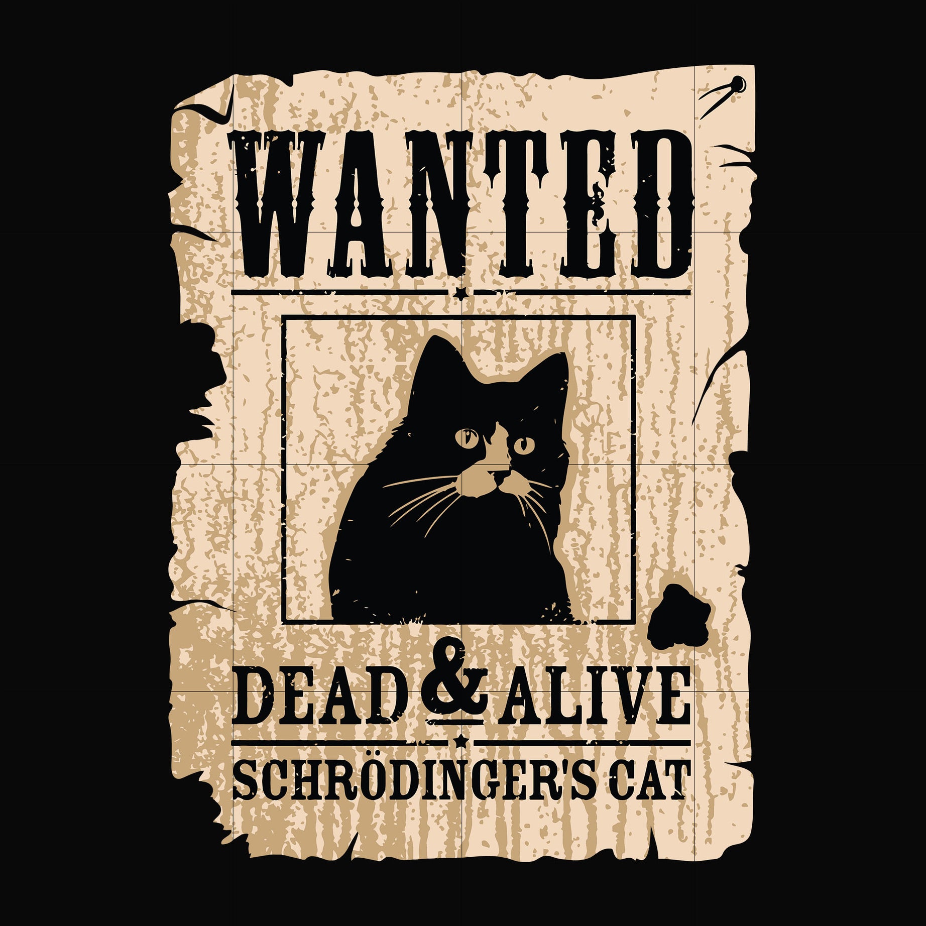 Wanted dead & alive schrodinger's cat svg, png, dxf, eps file FN000796